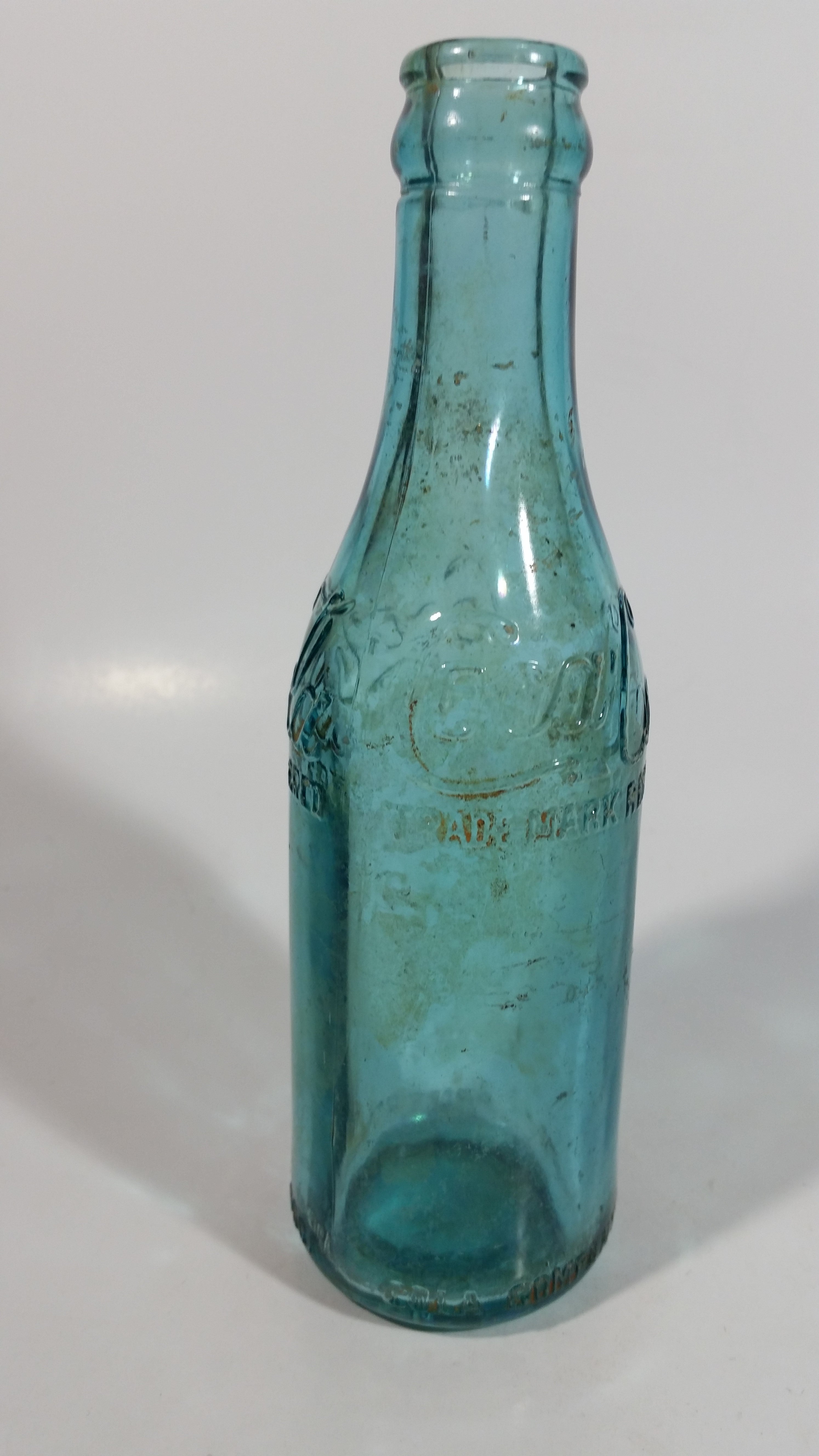 Rare Antique 1900-1916 Coca Cola Soda Pop Embossed Blue Green Aqua Glass Beverage Bottle Canada - Embossed Lettering 20