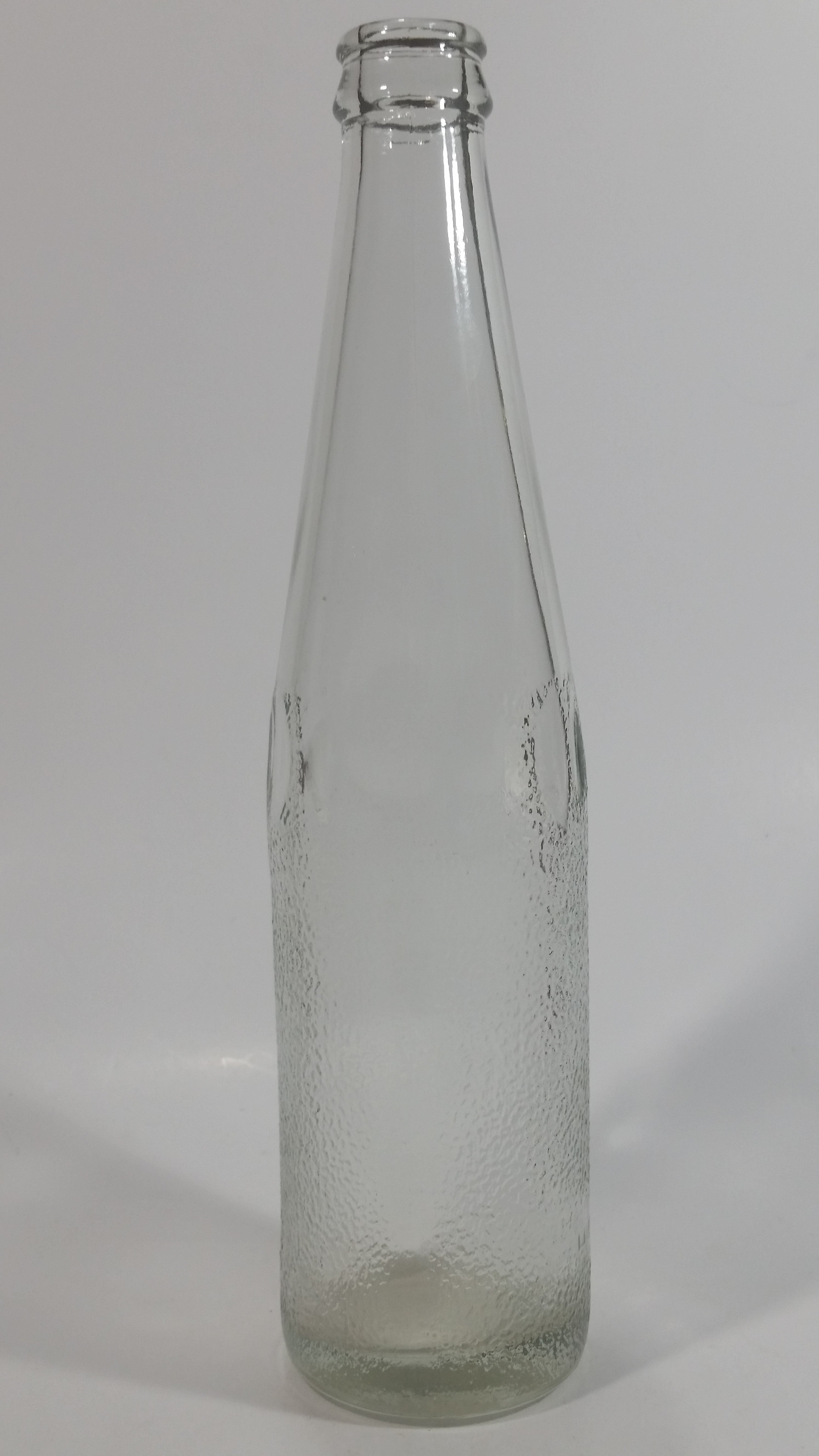 Vintage Clear Indented Half Blurred Glass Beverage Bottle 2