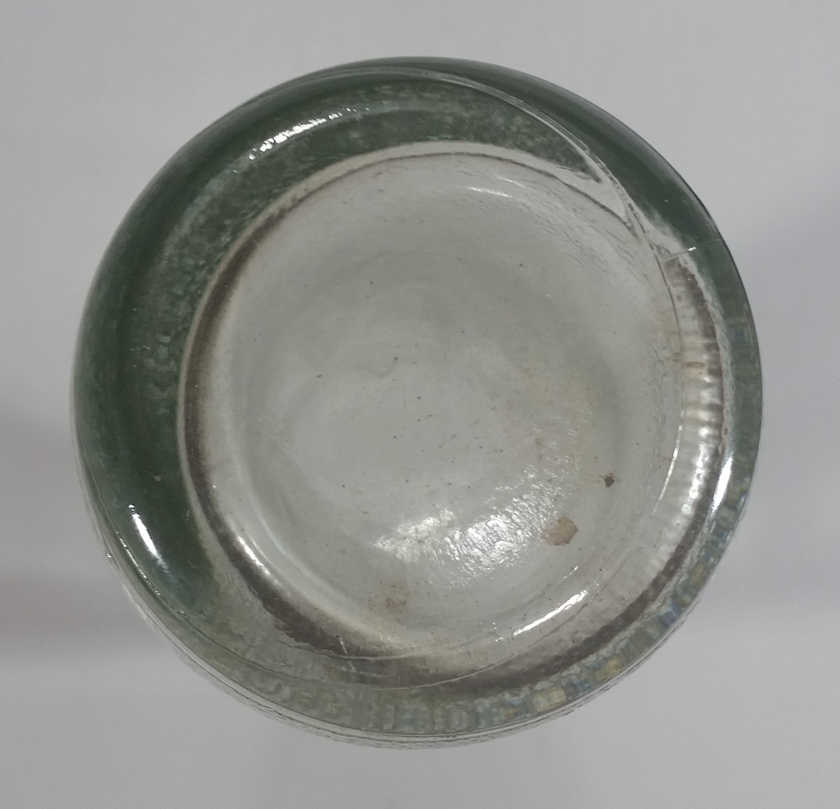 Vintage Clear Indented Half Blurred Glass Beverage Bottle 7
