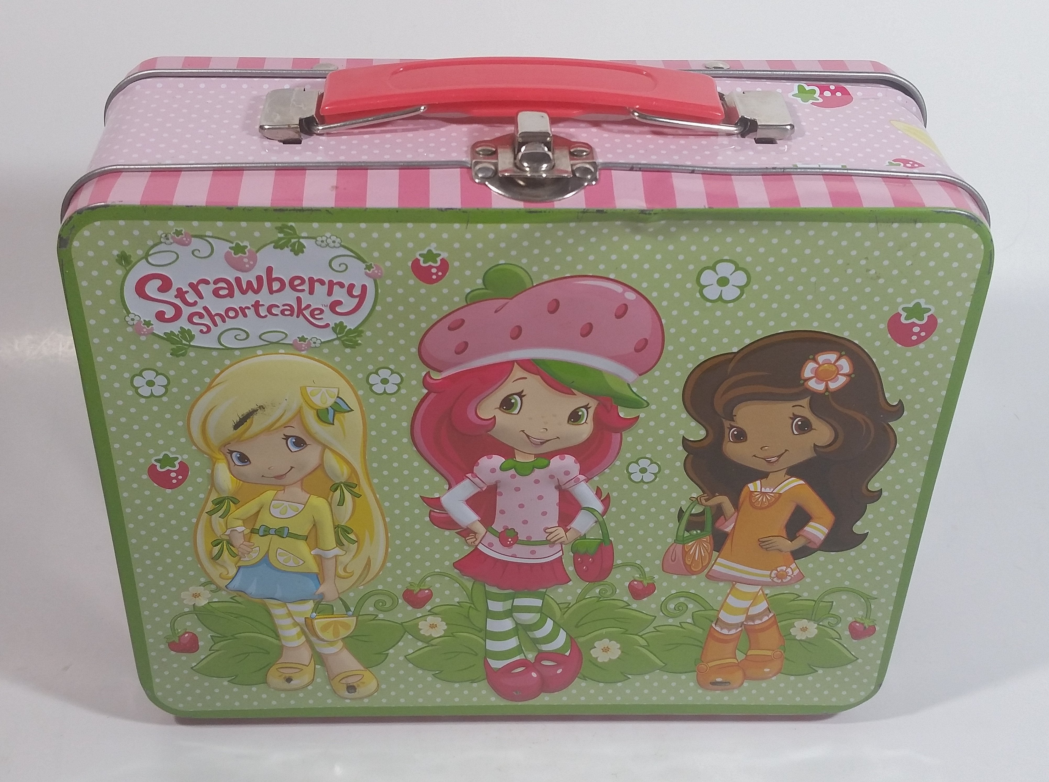 2012 American Greetings Strawberry Short cake Embossed Pink and Green Tin Metal Lunch Box 12