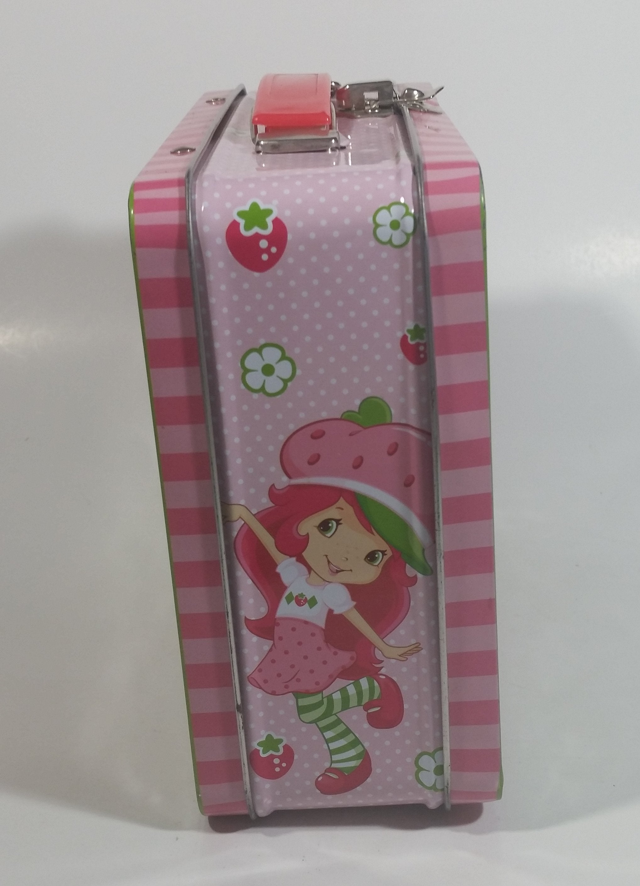 2012 American Greetings Strawberry Short cake Embossed Pink and Green Tin Metal Lunch Box 7