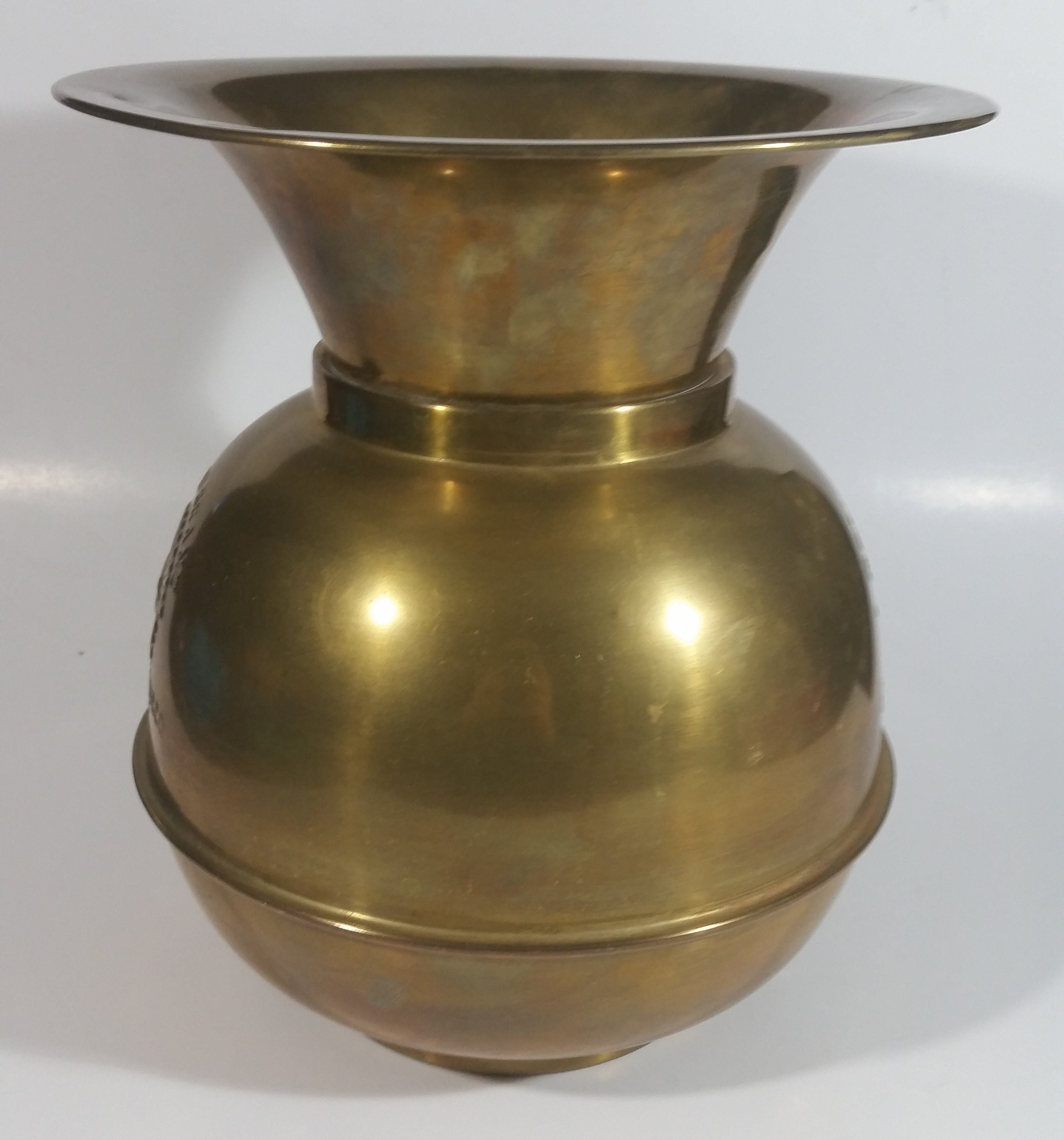Antique Redskin Brand Chewing Tobacco Cut Plug Large Brass 10 1/4" Tall Spittoon 4