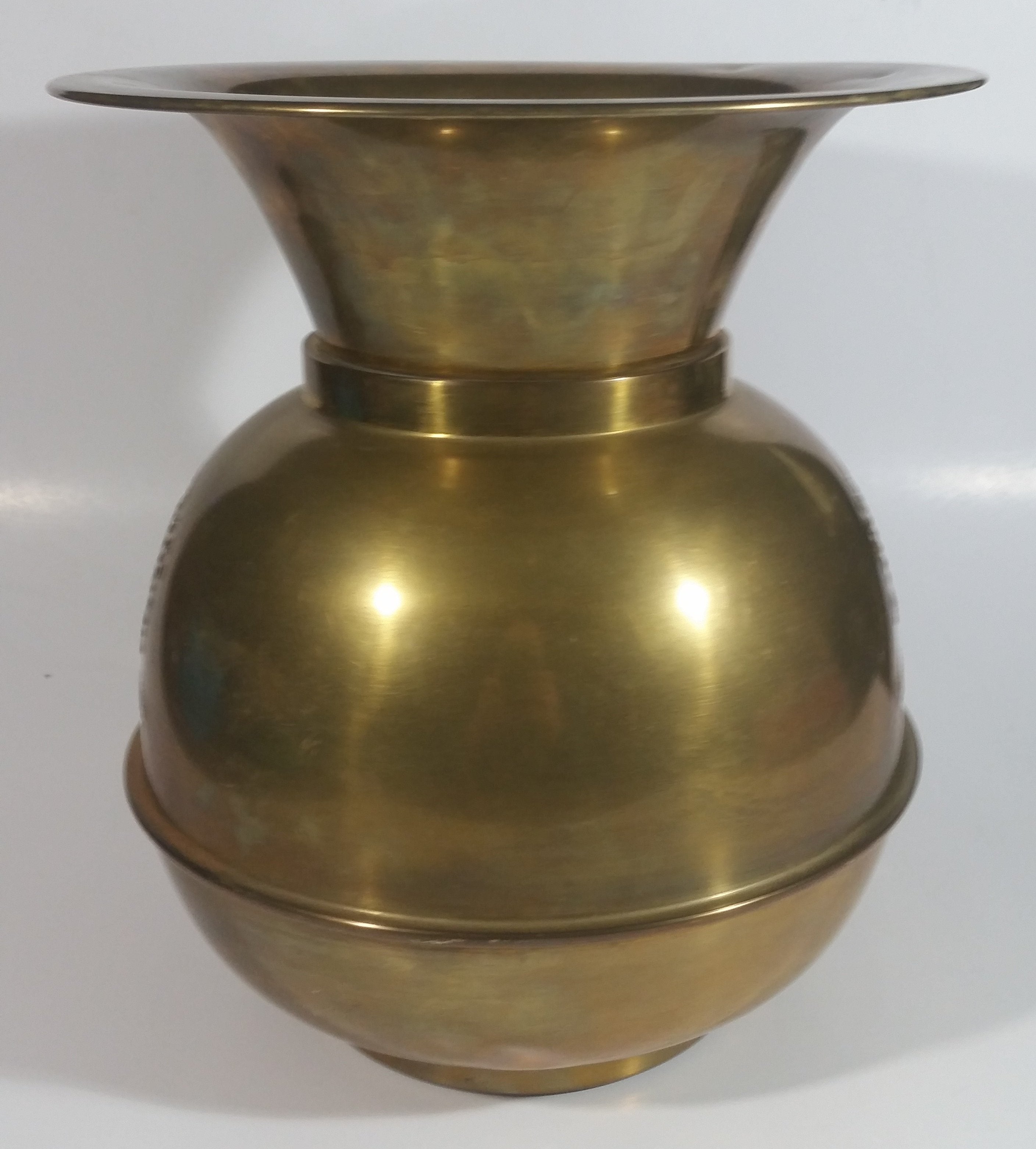 Antique Redskin Brand Chewing Tobacco Cut Plug Large Brass 10 1/4" Tall Spittoon 7