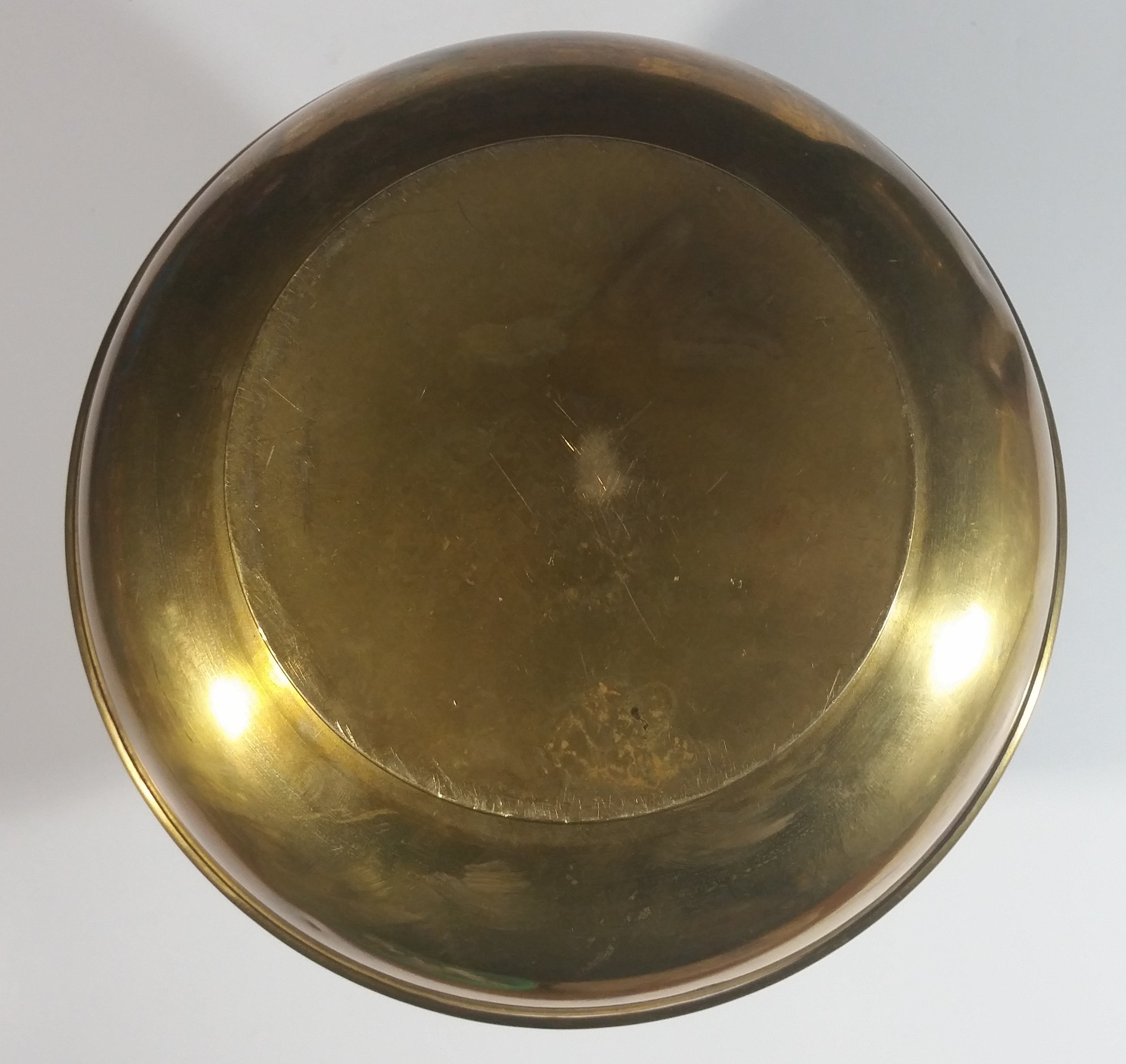 Antique Redskin Brand Chewing Tobacco Cut Plug Large Brass 10 1/4" Tall Spittoon 9
