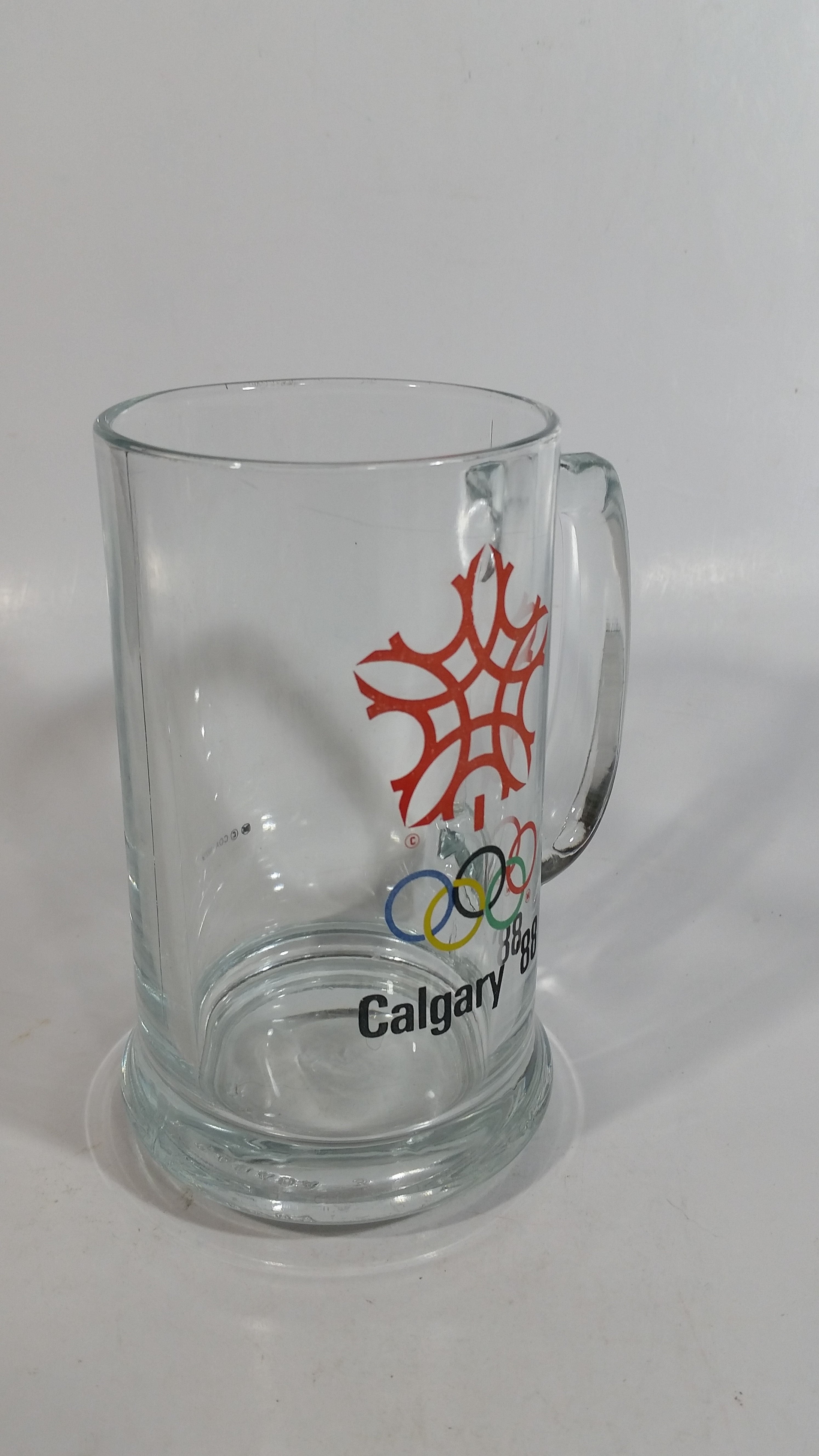 1988 Calgary Winter Olympic Games 5 1/2" Tall Glass Beer Mug 8