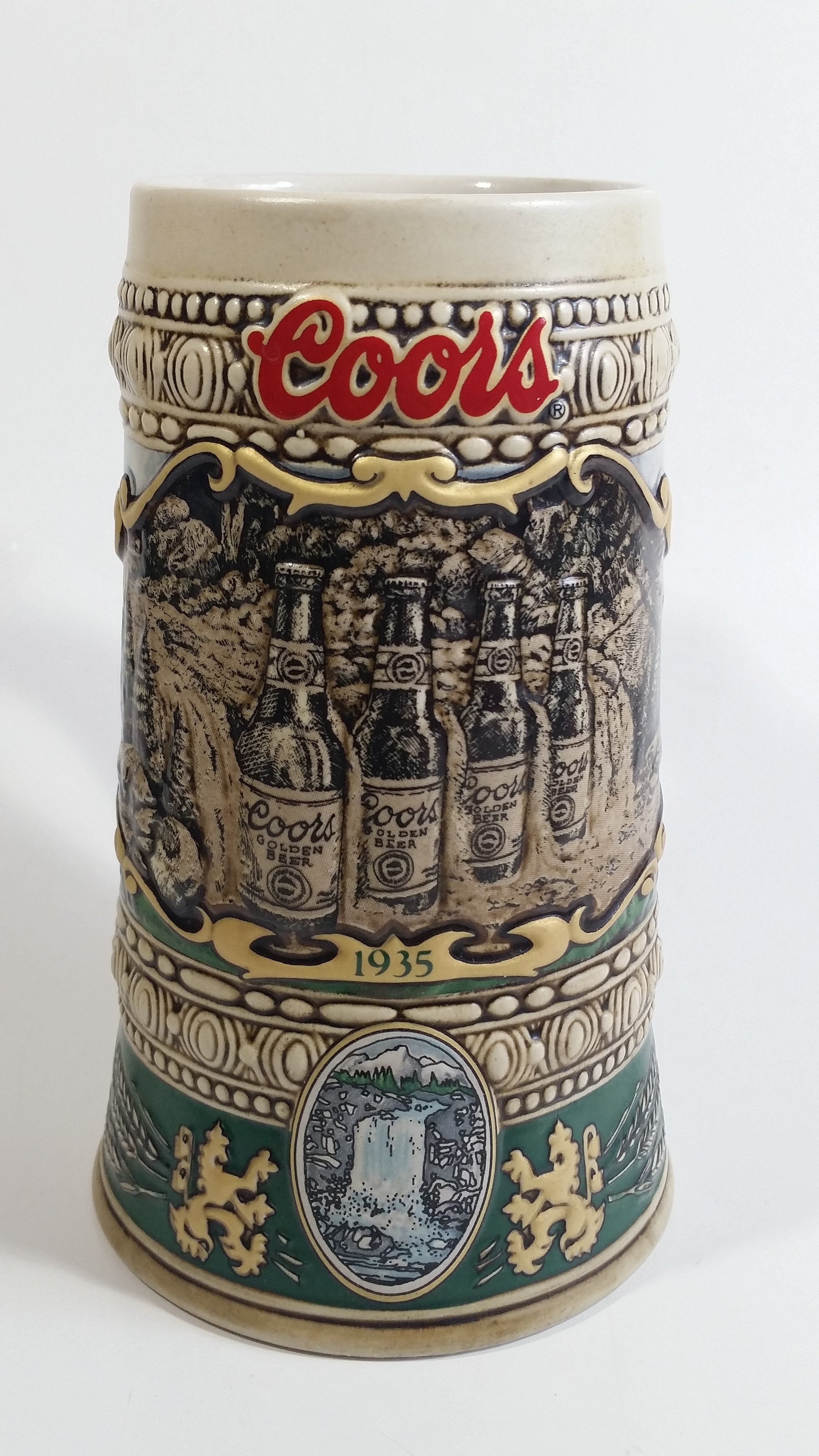 1990 Ceramarte Coors Brewing Company 1935 Print Advertisement Hand Painted Ceramic Beer Stein Made in Brazil