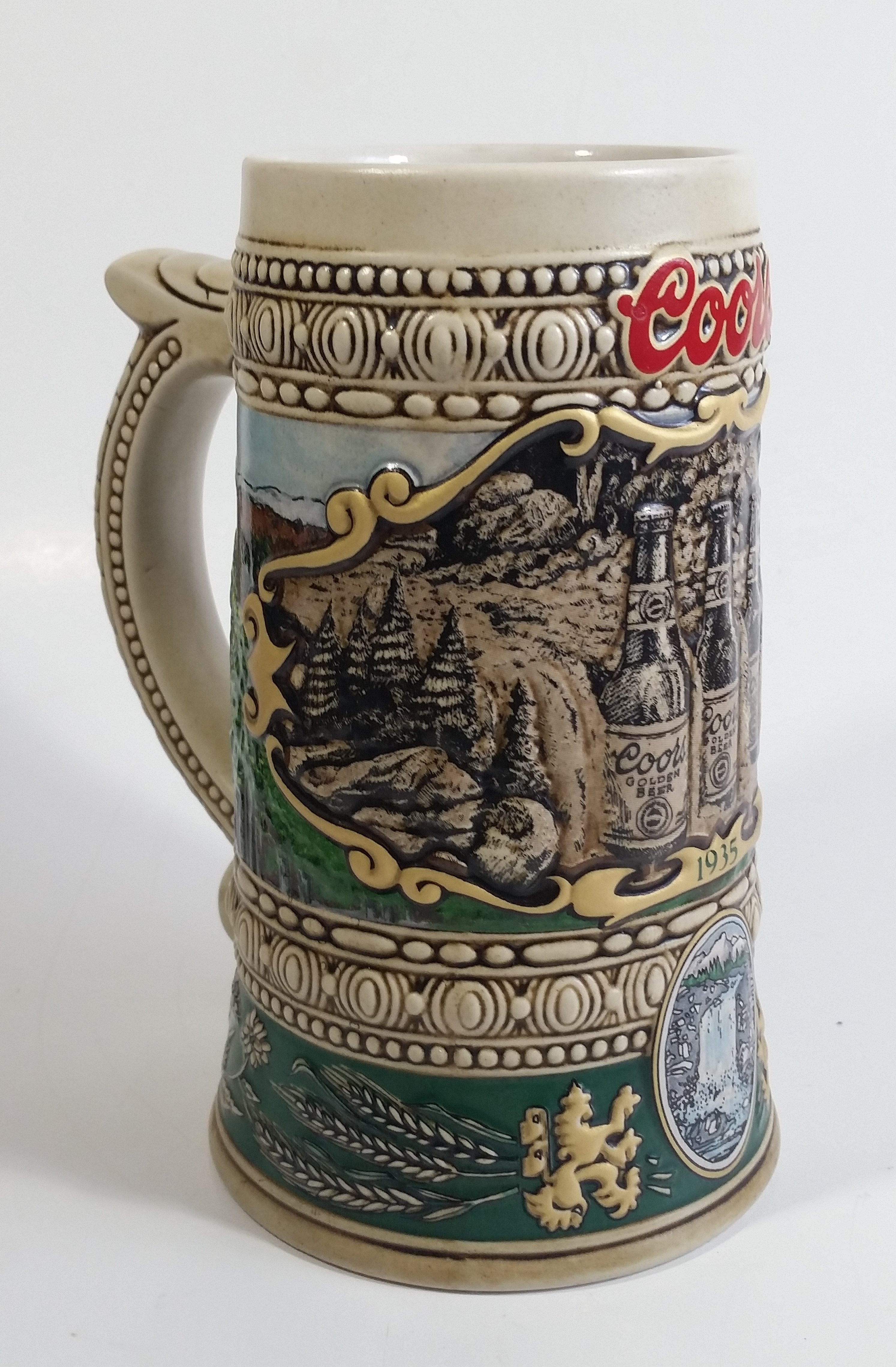 1990 Ceramarte Coors Brewing Company 1935 Print Advertisement Hand Painted Ceramic Beer Stein Made in Brazil 8