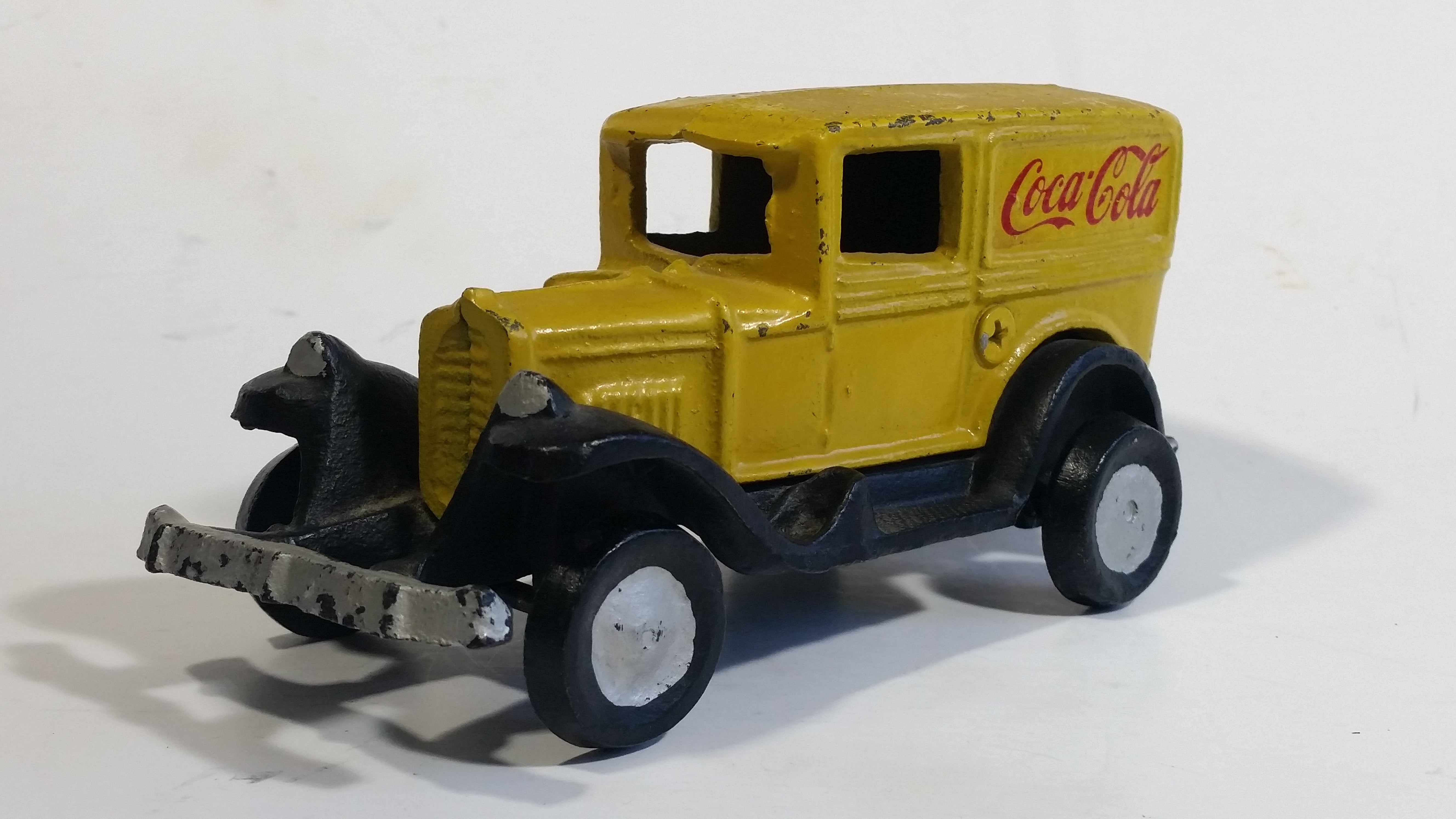 Vintage Coca Cola Coke Yellow Cast Iron Delivery Truck Toy Car Vehicle 3