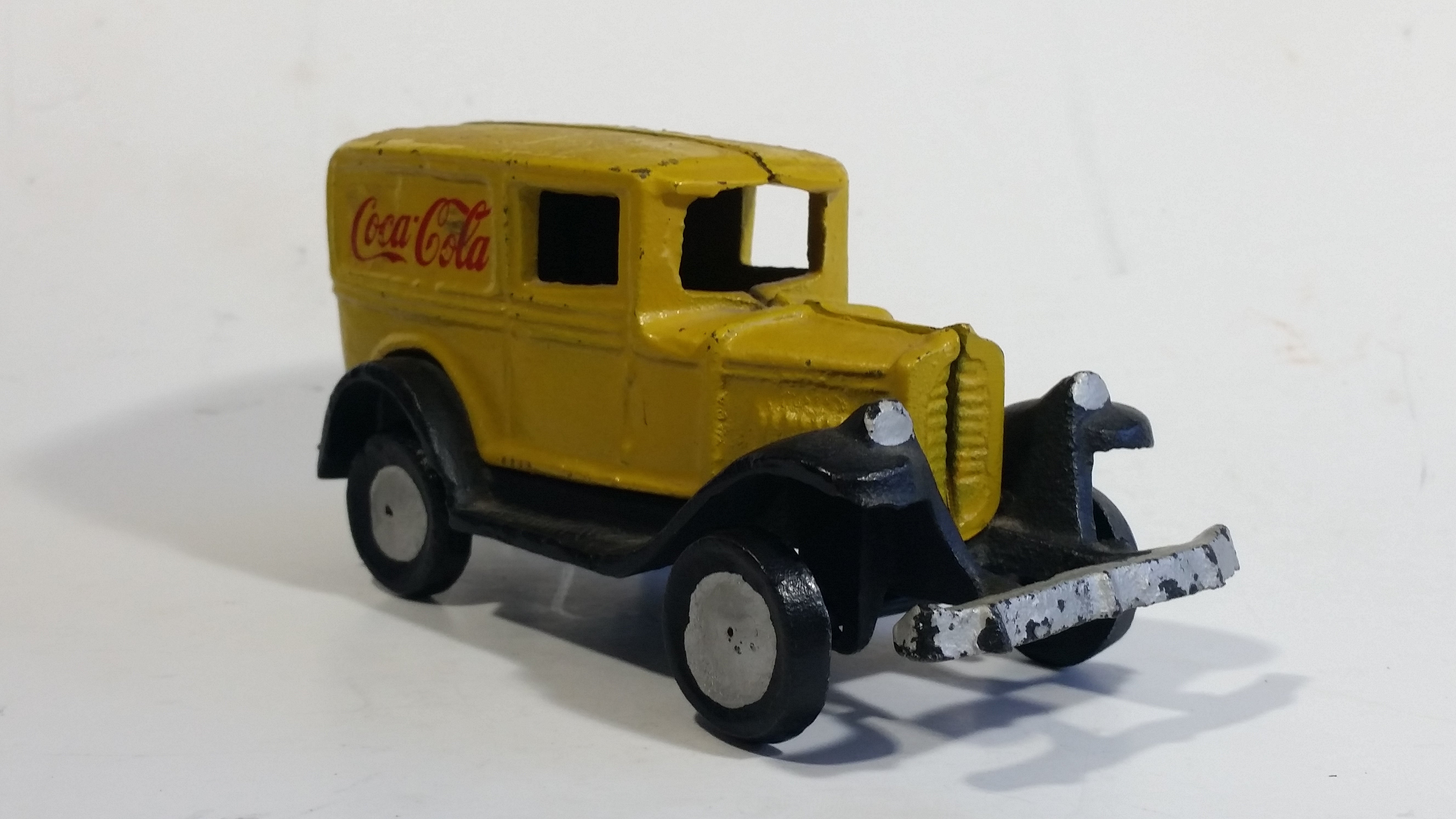Vintage Coca Cola Coke Yellow Cast Iron Delivery Truck Toy Car Vehicle 5