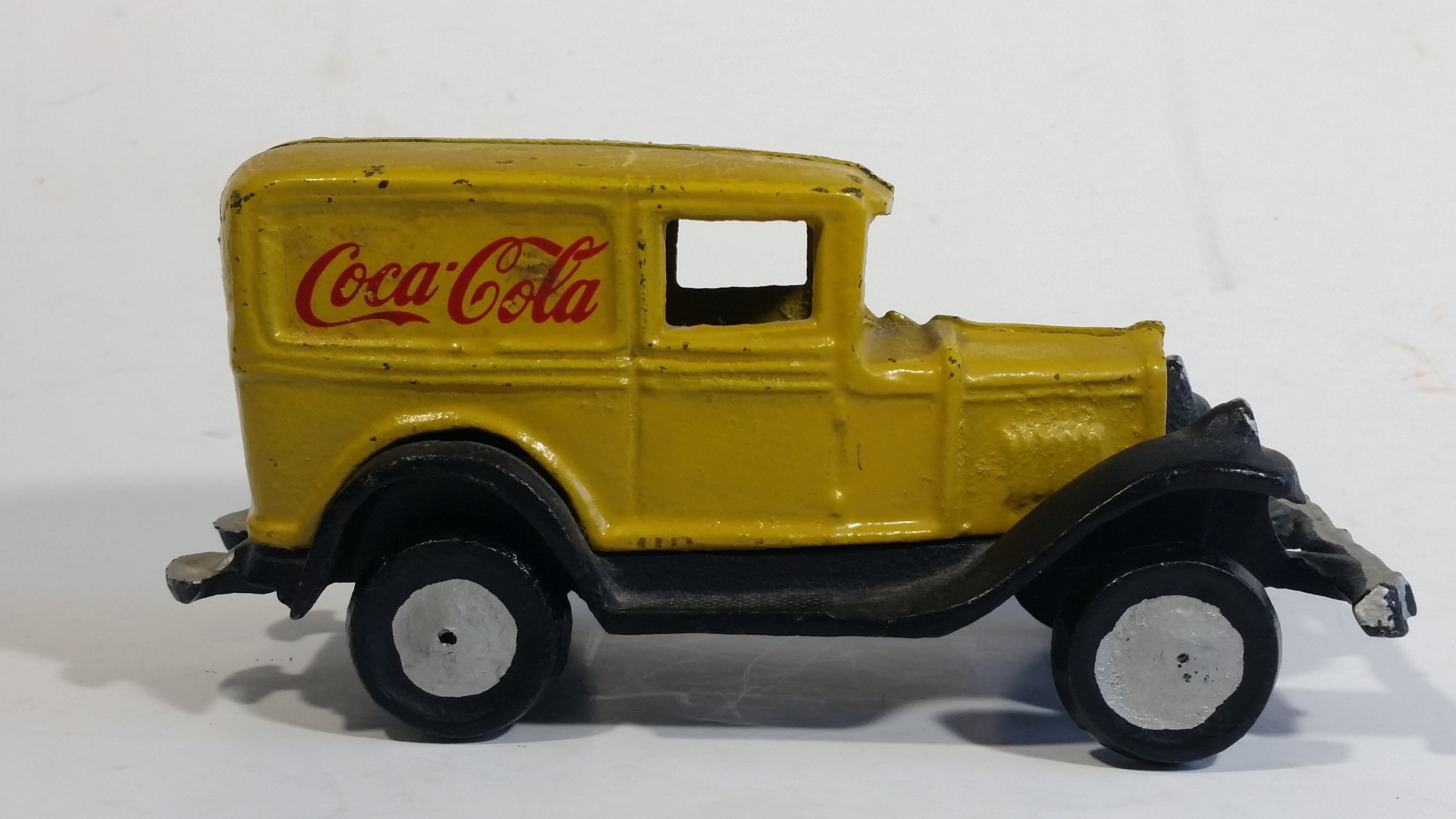 Vintage Coca Cola Coke Yellow Cast Iron Delivery Truck Toy Car Vehicle 6