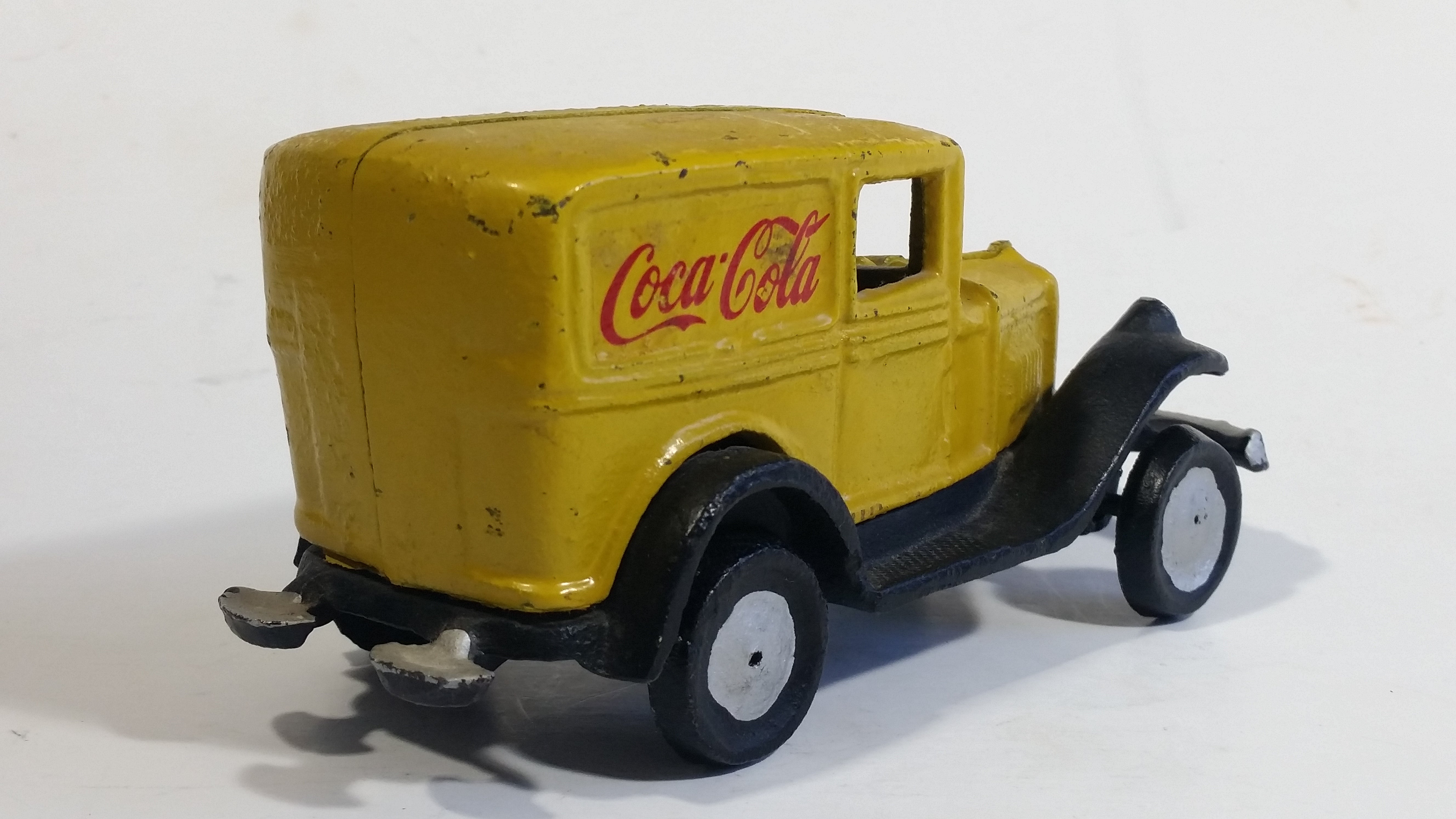 Vintage Coca Cola Coke Yellow Cast Iron Delivery Truck Toy Car Vehicle 7