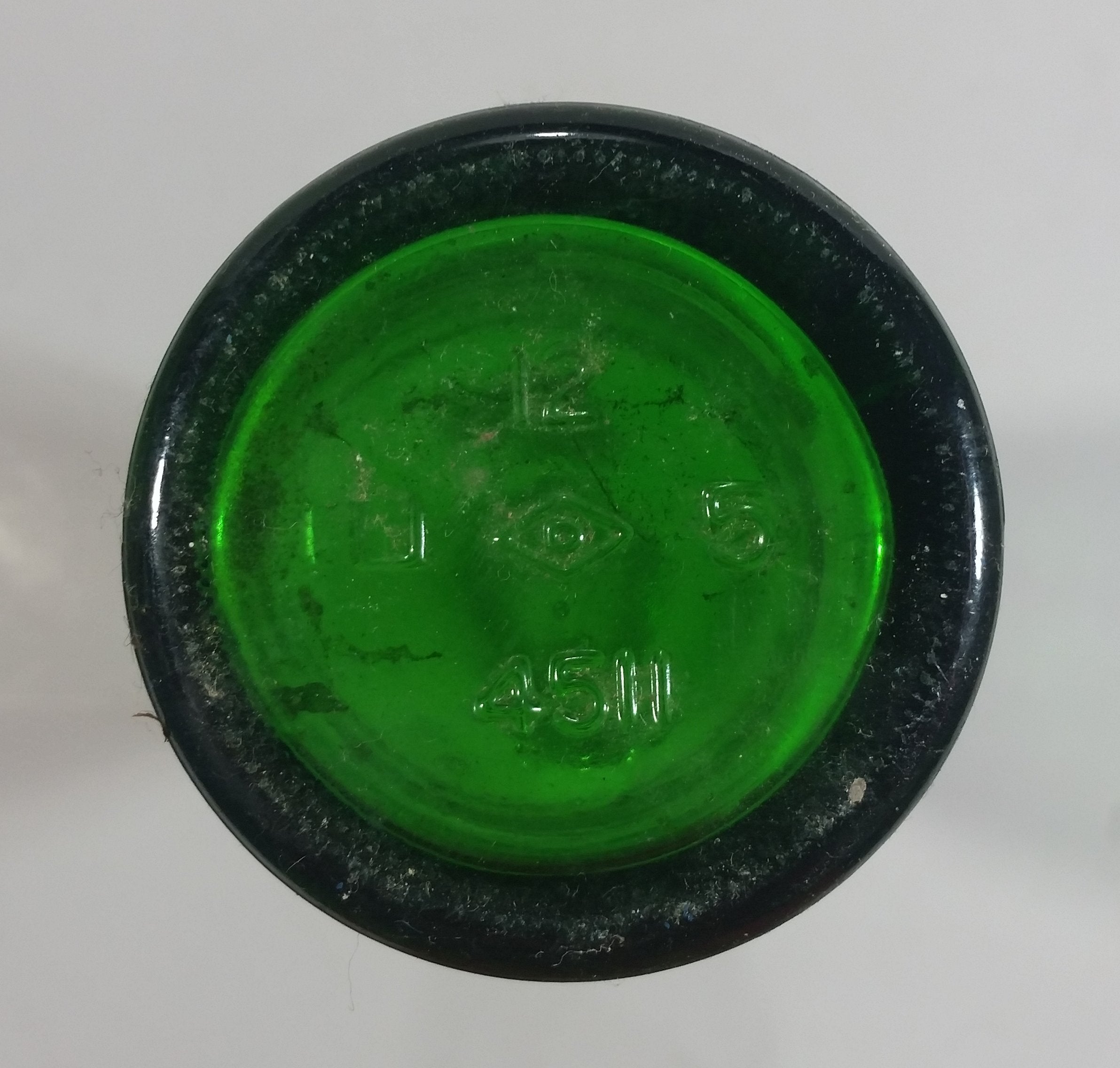 Vintage 1960s Mountain Dew Filled By Herb and Ruby "Hillbilly Style" Green Glass Soda Pop Beverage Bottle "It'll tickle your innards!" 8
