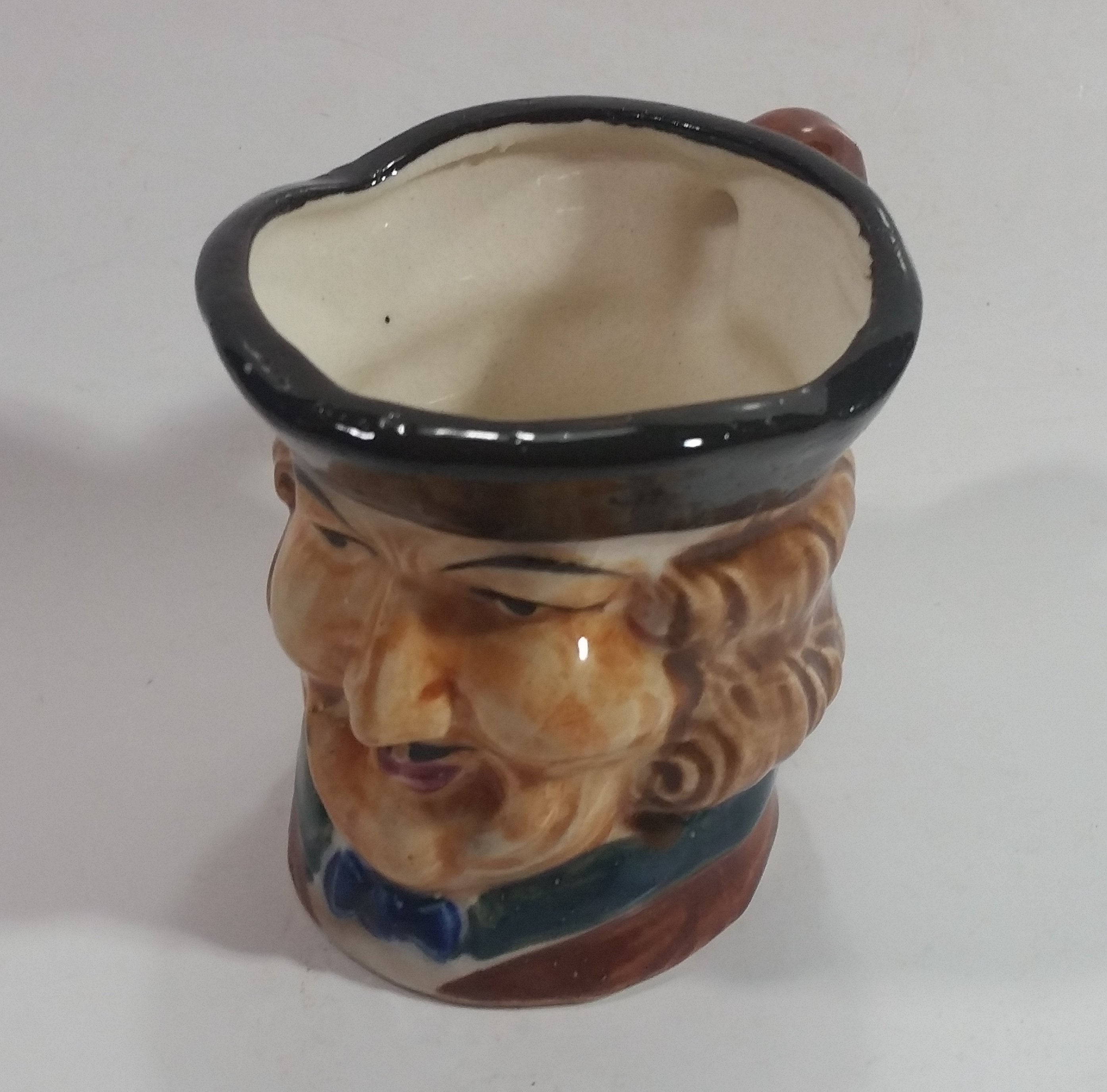 Antique Toby Style 3" Tall Colonial Man Face Mug Hand Painted 4