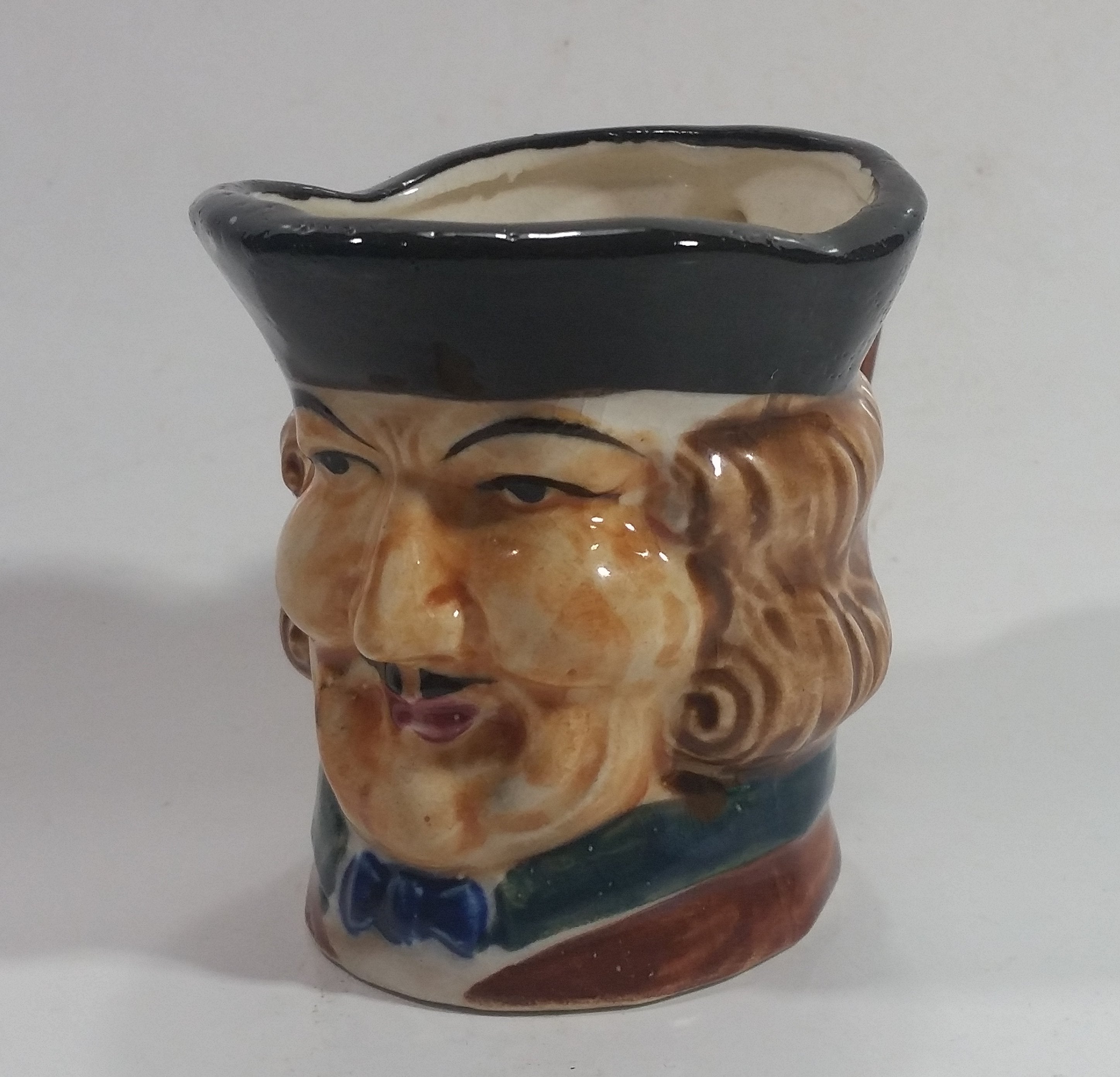Antique Toby Style 3" Tall Colonial Man Face Mug Hand Painted 5