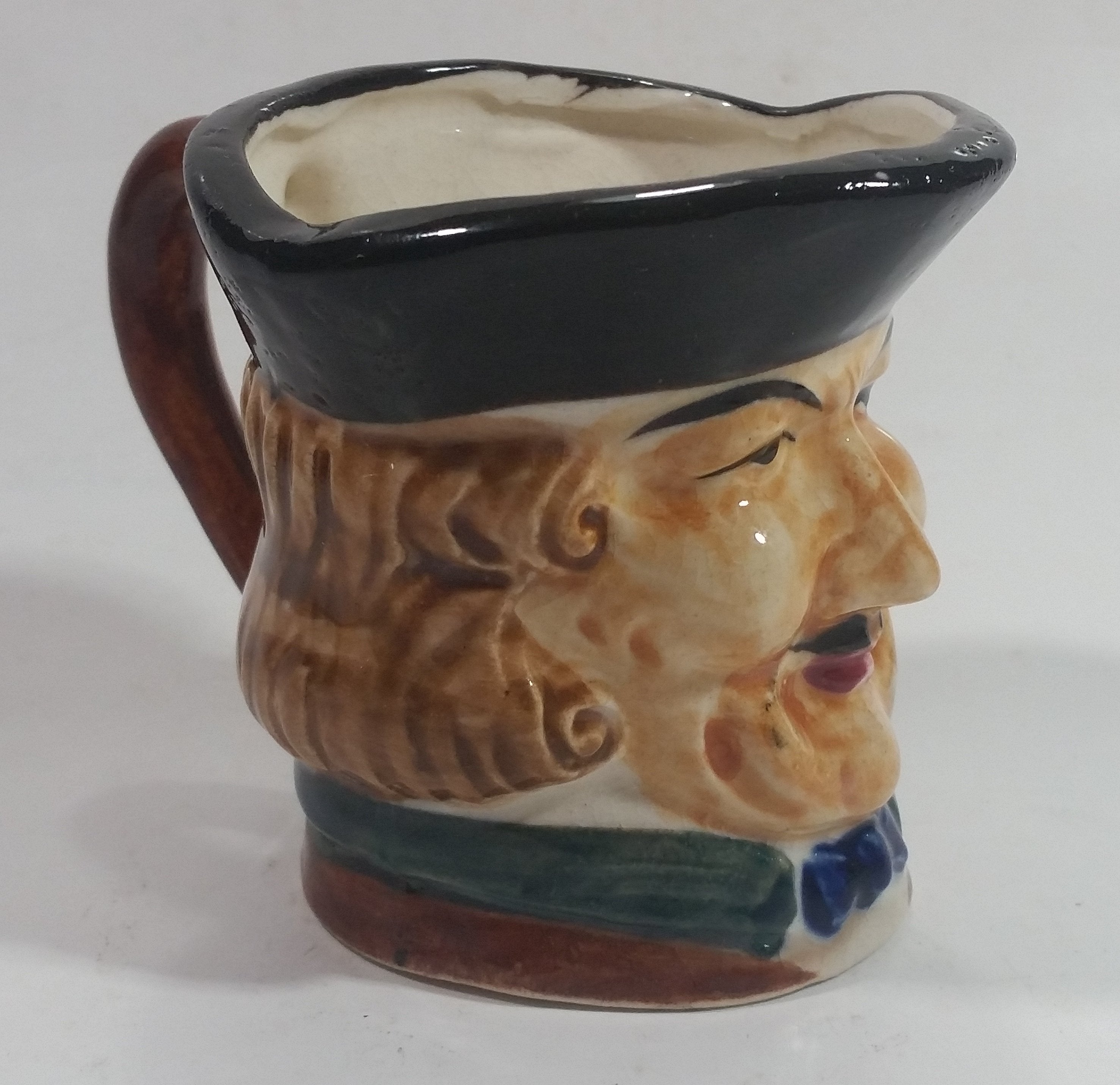 Antique Toby Style 3" Tall Colonial Man Face Mug Hand Painted 11