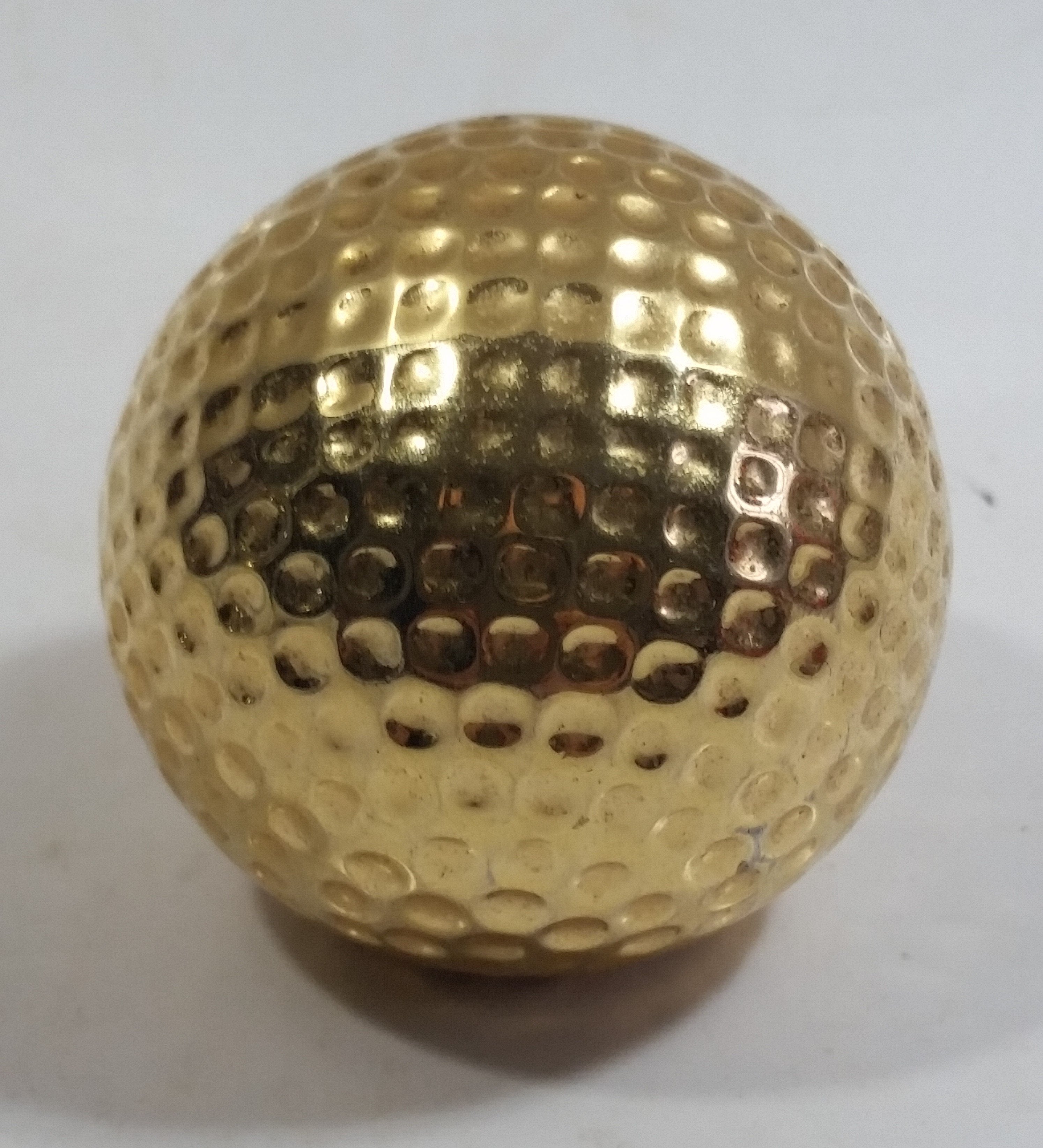 Vintage Gold Brass Golf Ball Desk Clock Paper Weight 3