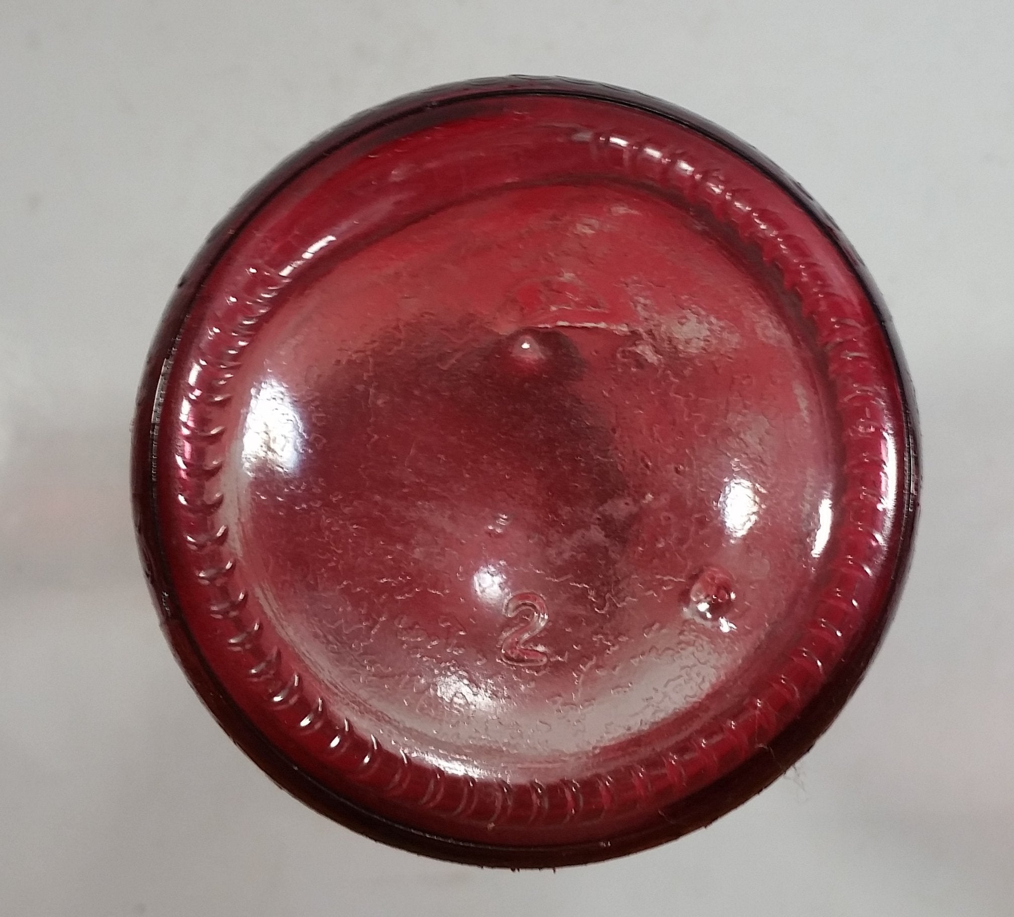 Vintage Red Painted Embossed Glass Wine Bottle Grapes AM 12