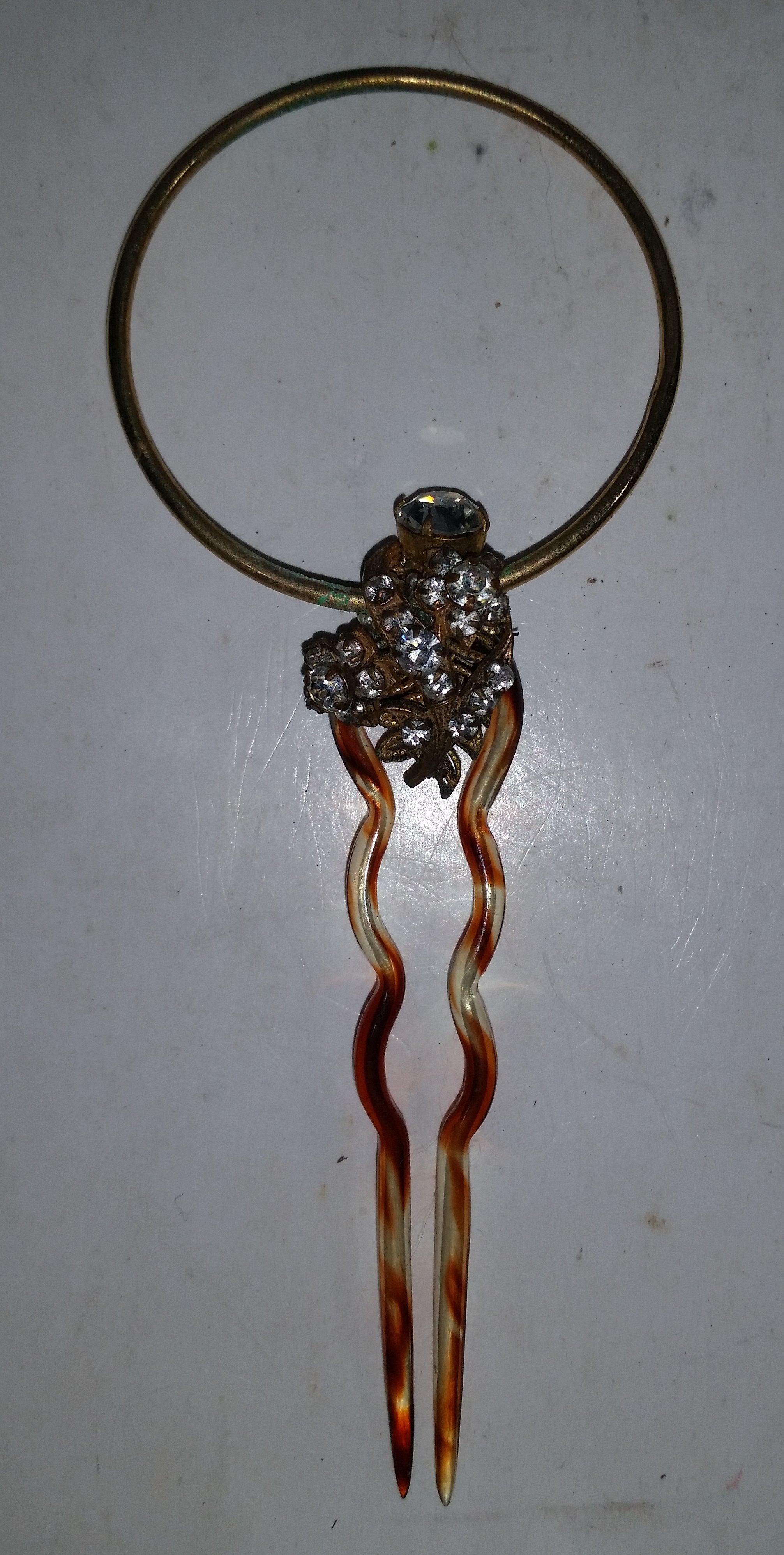 Exquisite 1940s Miriam Haskell Rhinestone Hair-pin Brooch - Signed 2