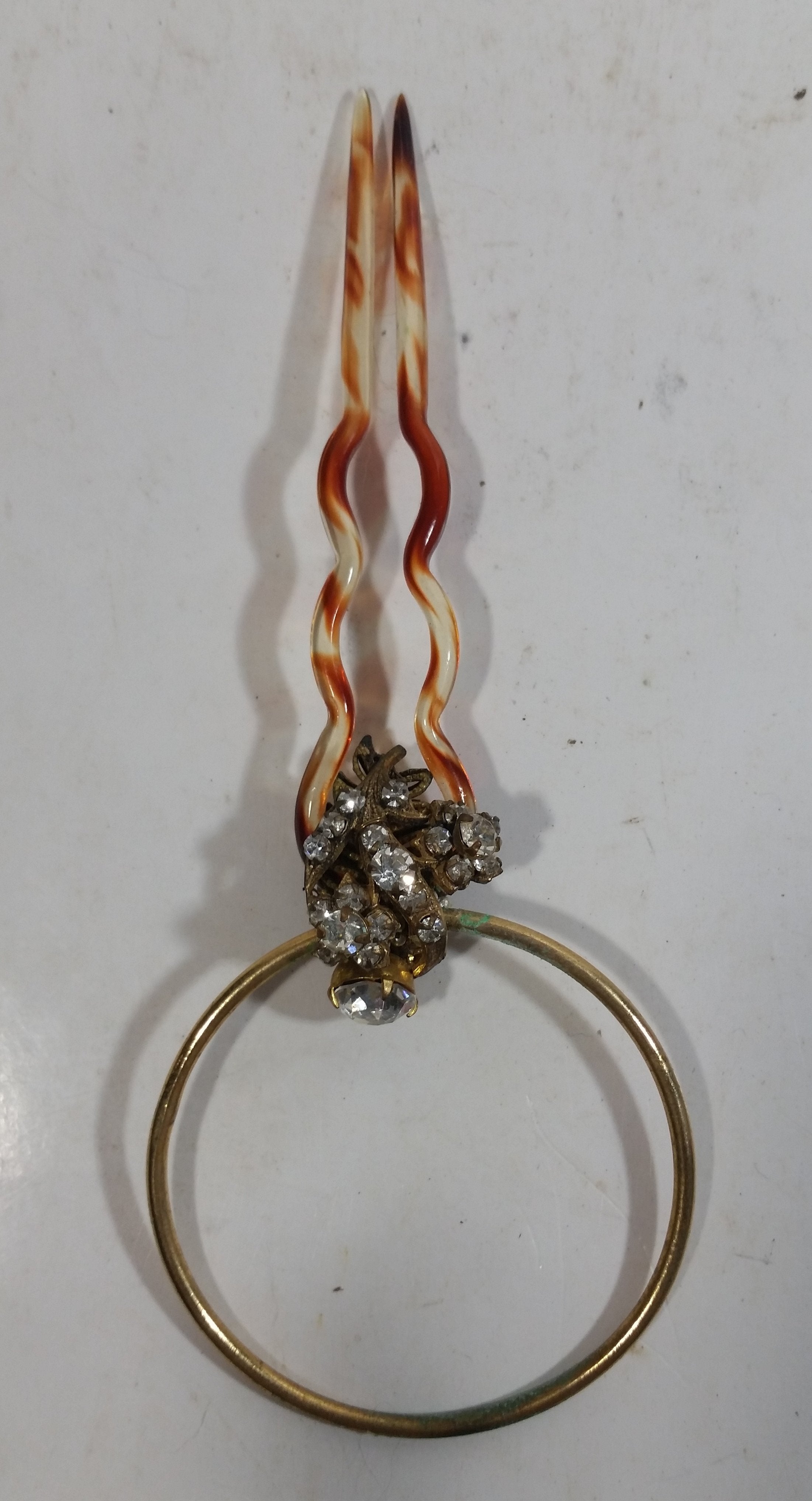 Exquisite 1940s Miriam Haskell Rhinestone Hair-pin Brooch - Signed 3