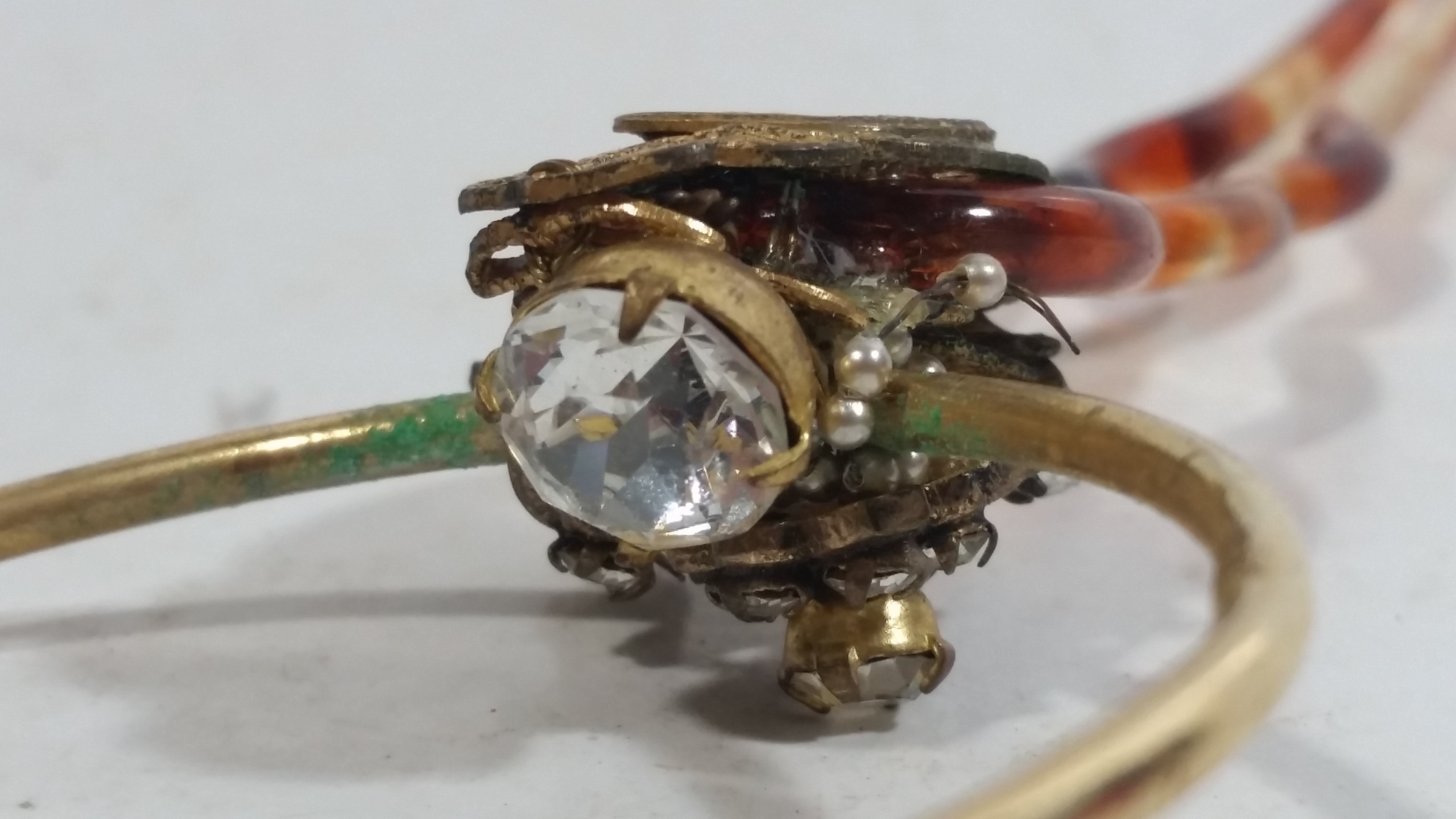 Exquisite 1940s Miriam Haskell Rhinestone Hair-pin Brooch - Signed 10