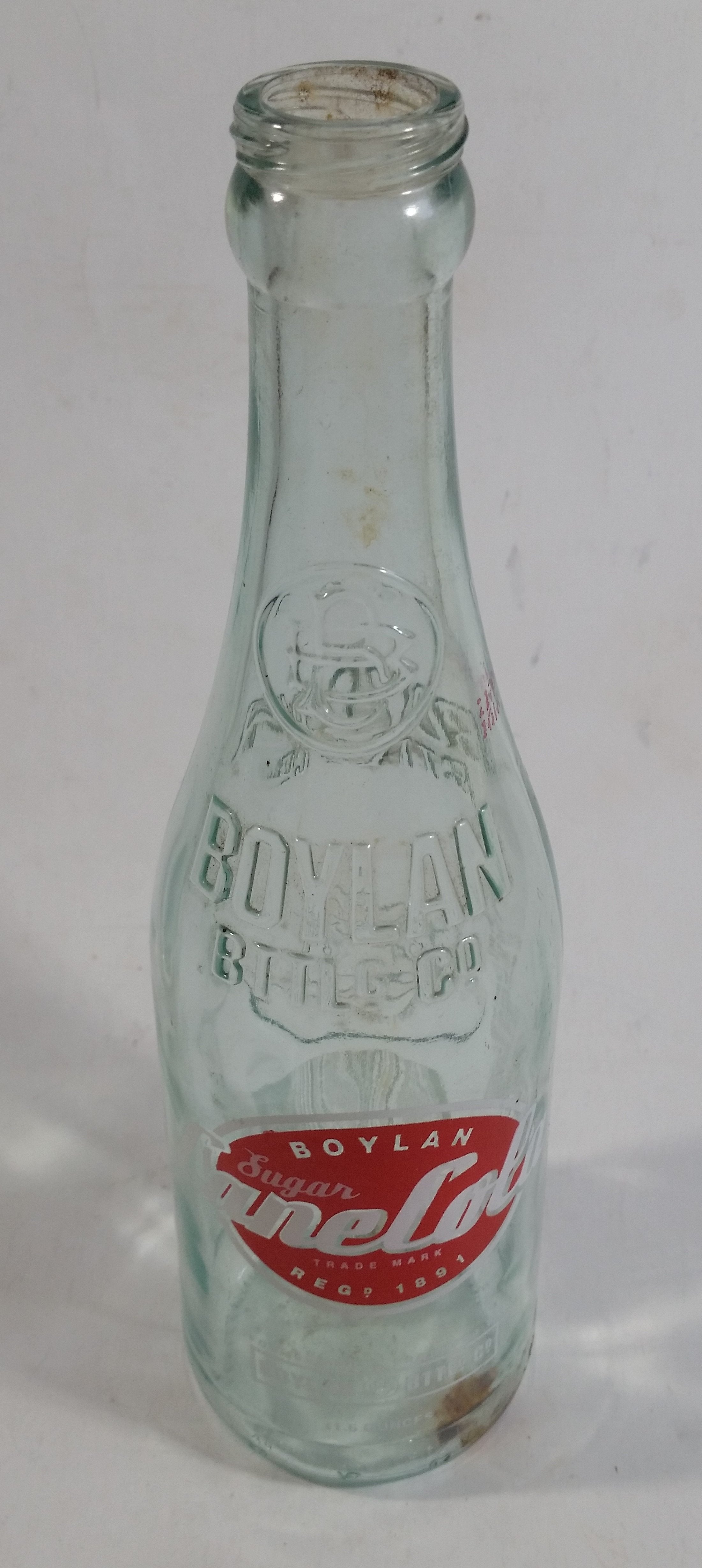 Modern Boylan Bottling Co. Sugar Cane Cola ACL Embossed Glass Soda Pop Beverage Bottle 12