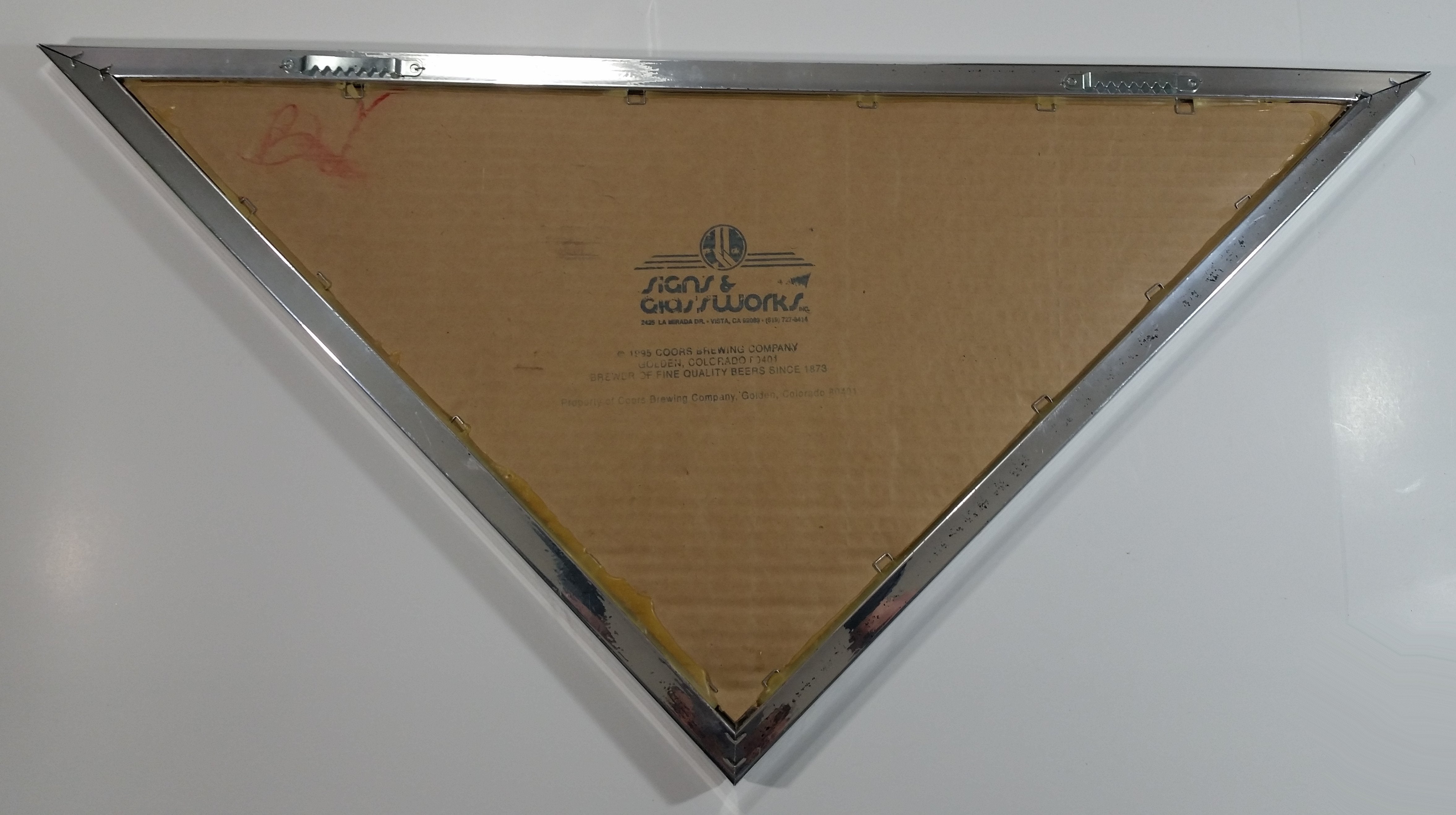 1995 Coors Brewing Co. Artic Ice Light Triangle Diamond Shaped Bar Pub Mirror 2