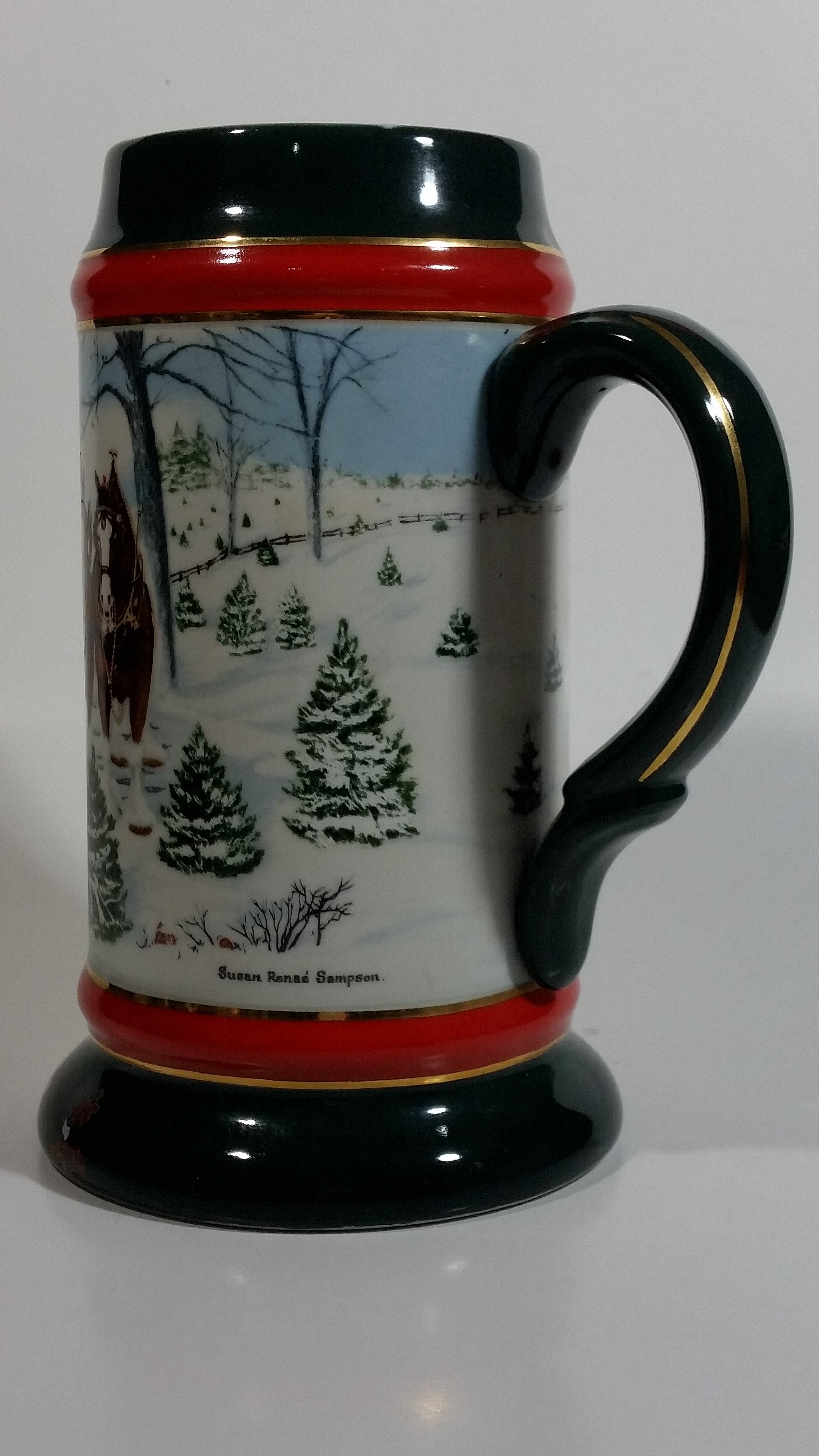 1991 Budweiser Holiday Stein Collection The Season's Best Ceramic Beer Stein By Artist Susan Sampson - Handcrafted in Brazil by Ceramarte 5