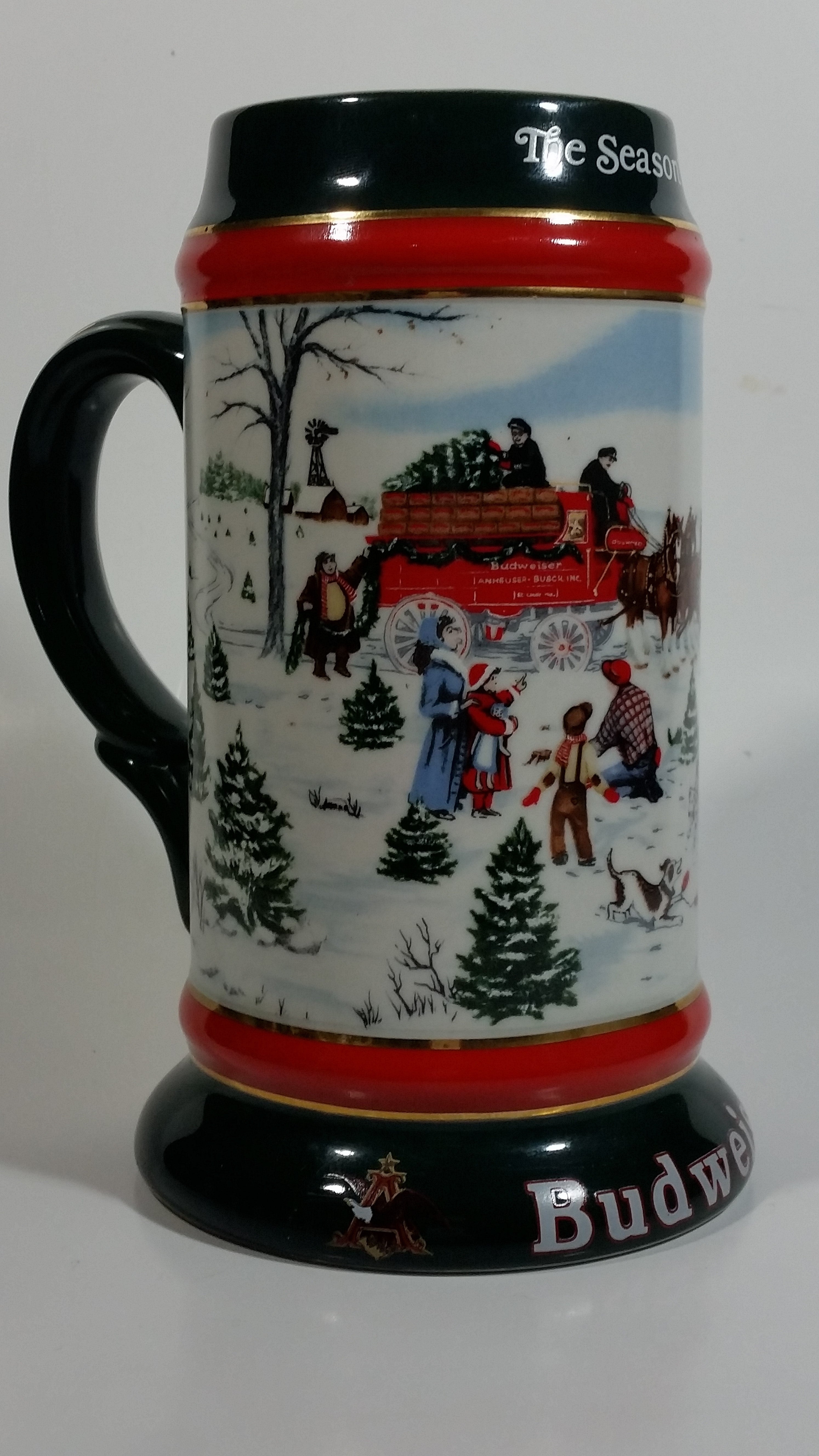 1991 Budweiser Holiday Stein Collection The Season's Best Ceramic Beer Stein By Artist Susan Sampson - Handcrafted in Brazil by Ceramarte 9