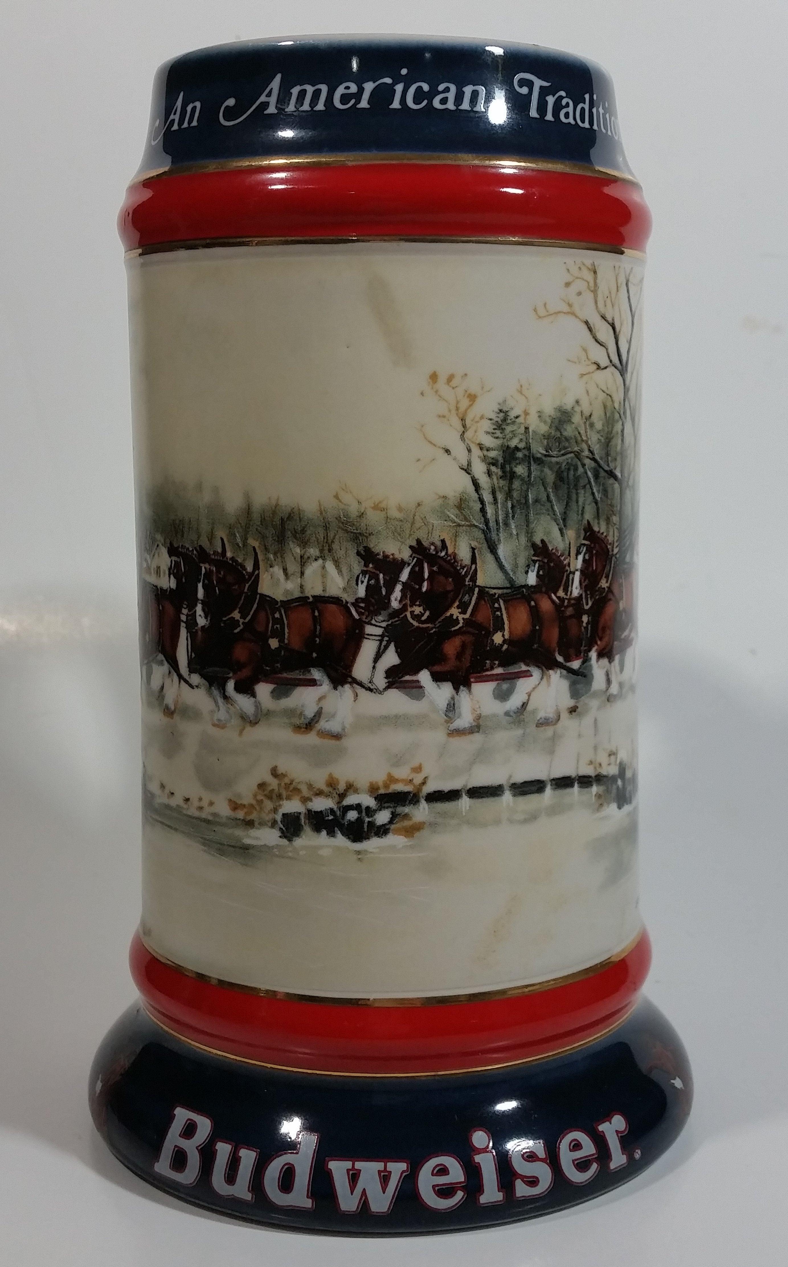 1990 Budweiser Holiday Stein Collection An American Tradition Ceramic Beer Stein By Artist Susan Sampson - Handcrafted in Brazil by Ceramarte 3
