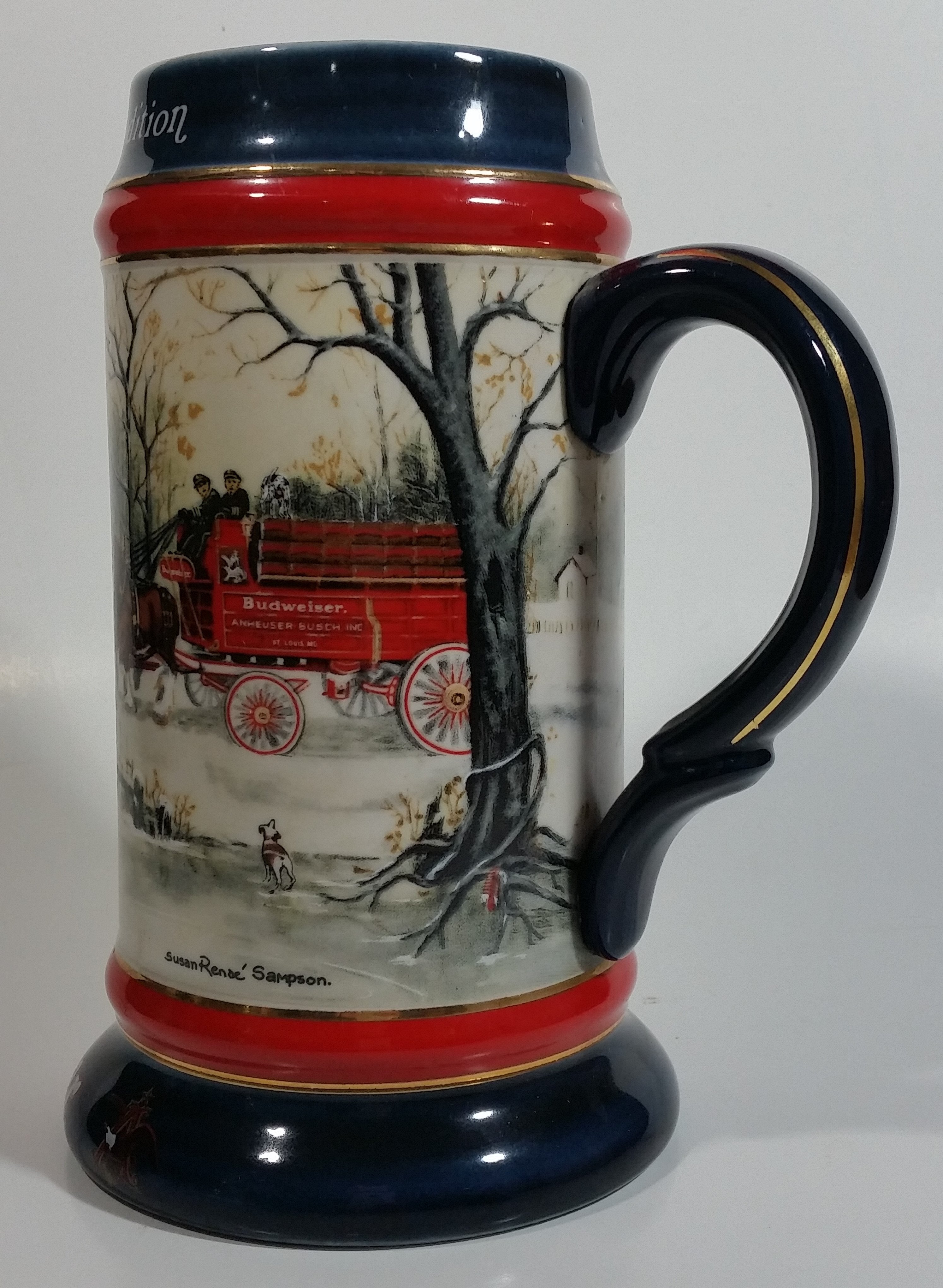 1990 Budweiser Holiday Stein Collection An American Tradition Ceramic Beer Stein By Artist Susan Sampson - Handcrafted in Brazil by Ceramarte 6