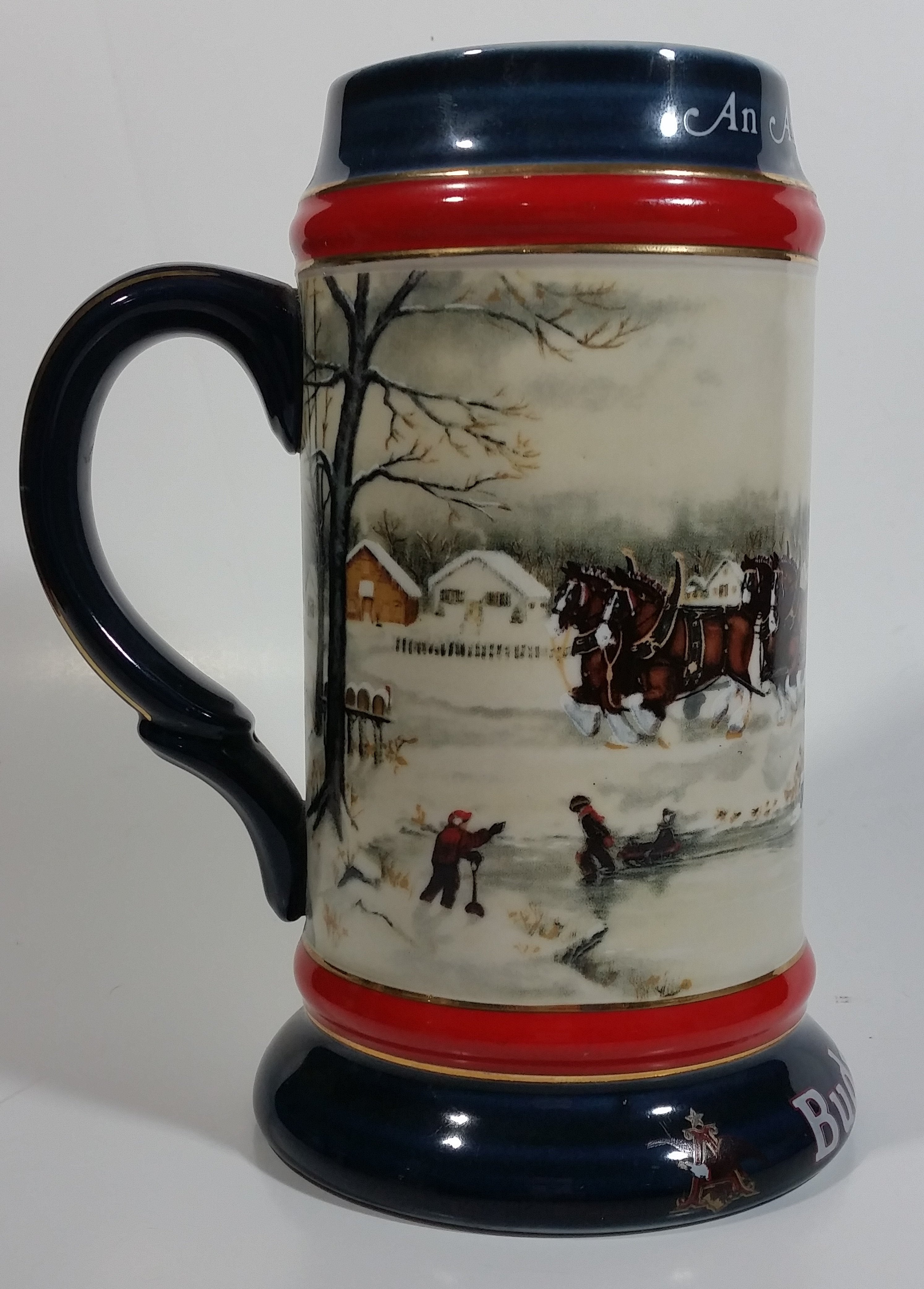 1990 Budweiser Holiday Stein Collection An American Tradition Ceramic Beer Stein By Artist Susan Sampson - Handcrafted in Brazil by Ceramarte 9