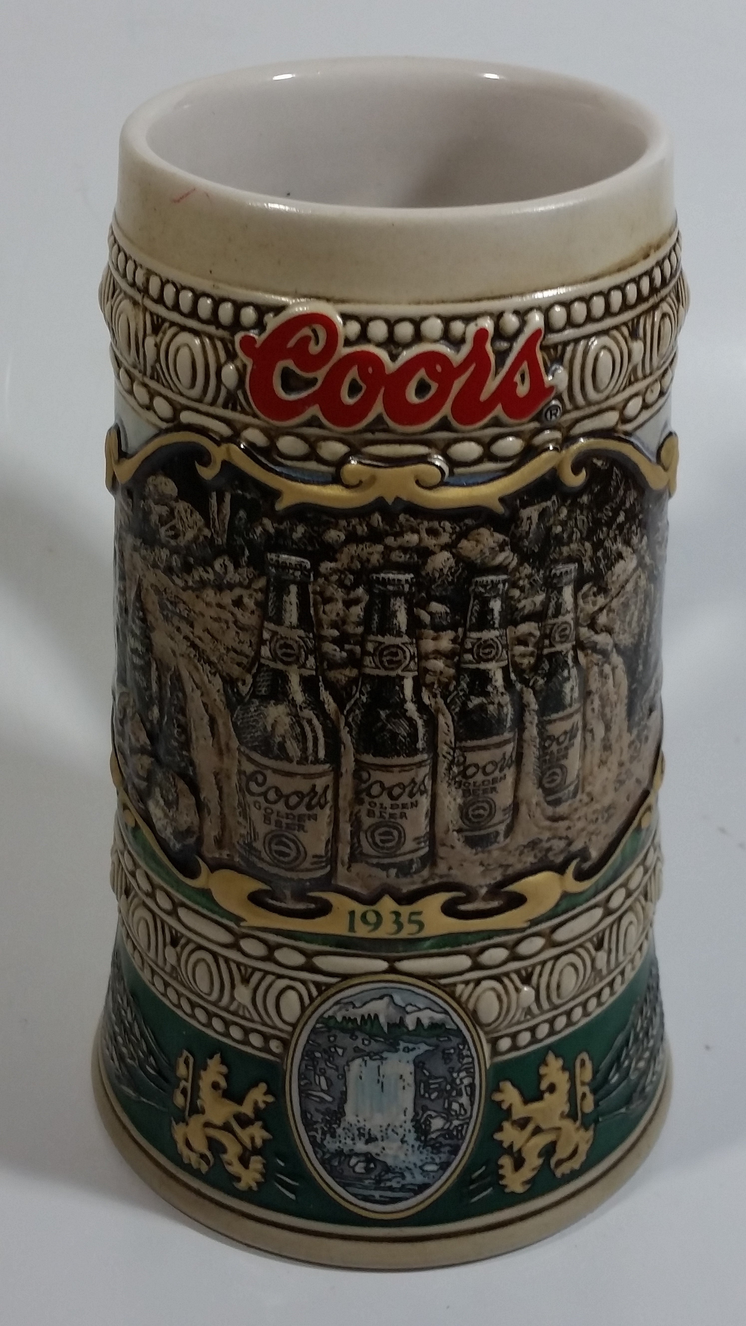 1990 Ceramarte Coors Brewing Company 1935 Print Advertisement Hand Painted Ceramic Beer Stein Made in Brazil