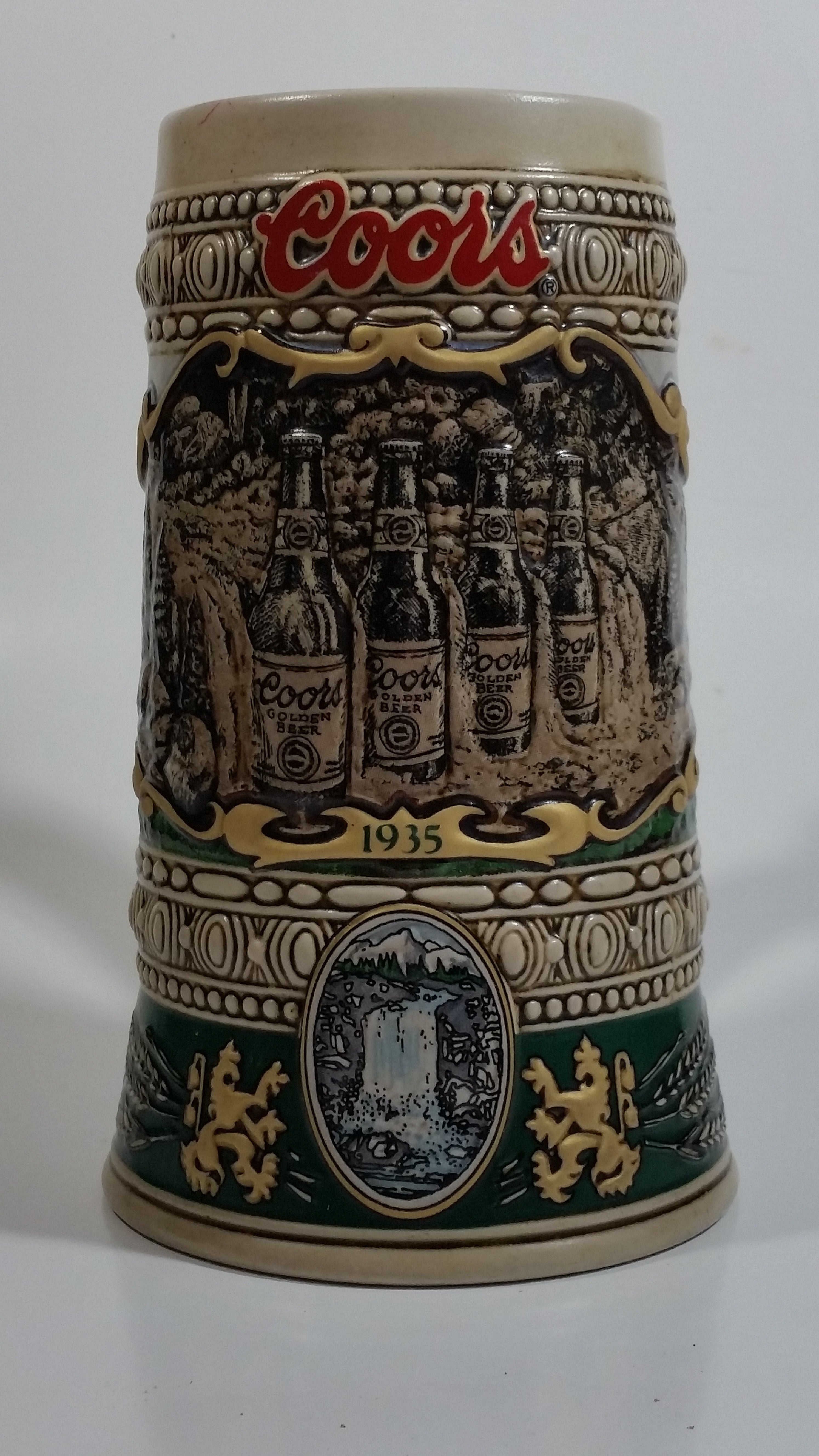 1990 Ceramarte Coors Brewing Company 1935 Print Advertisement Hand Painted Ceramic Beer Stein Made in Brazil 3