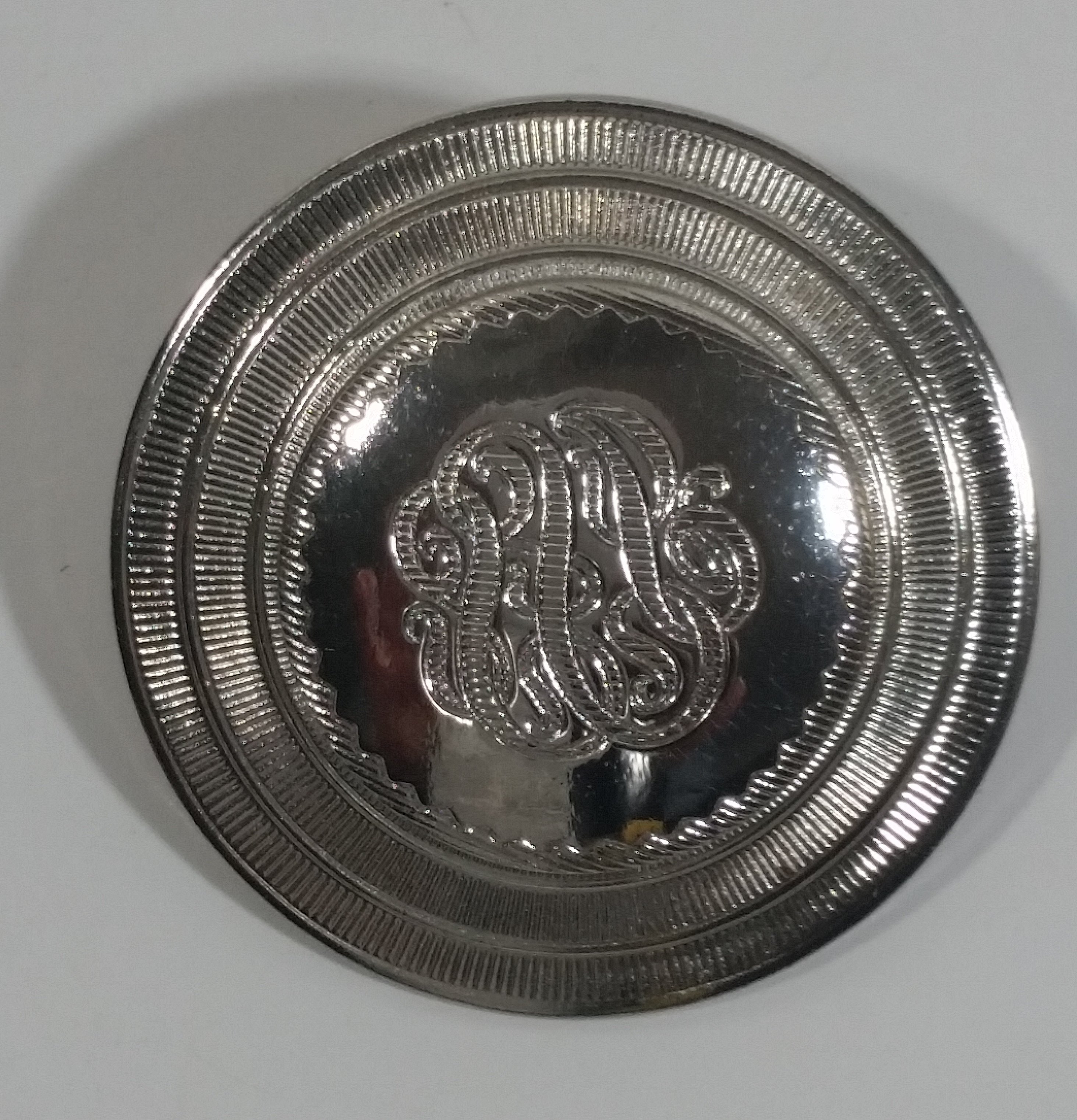 Ornate Engraved Design 1 1/2" Round Silver Tone Brooch Pin 2