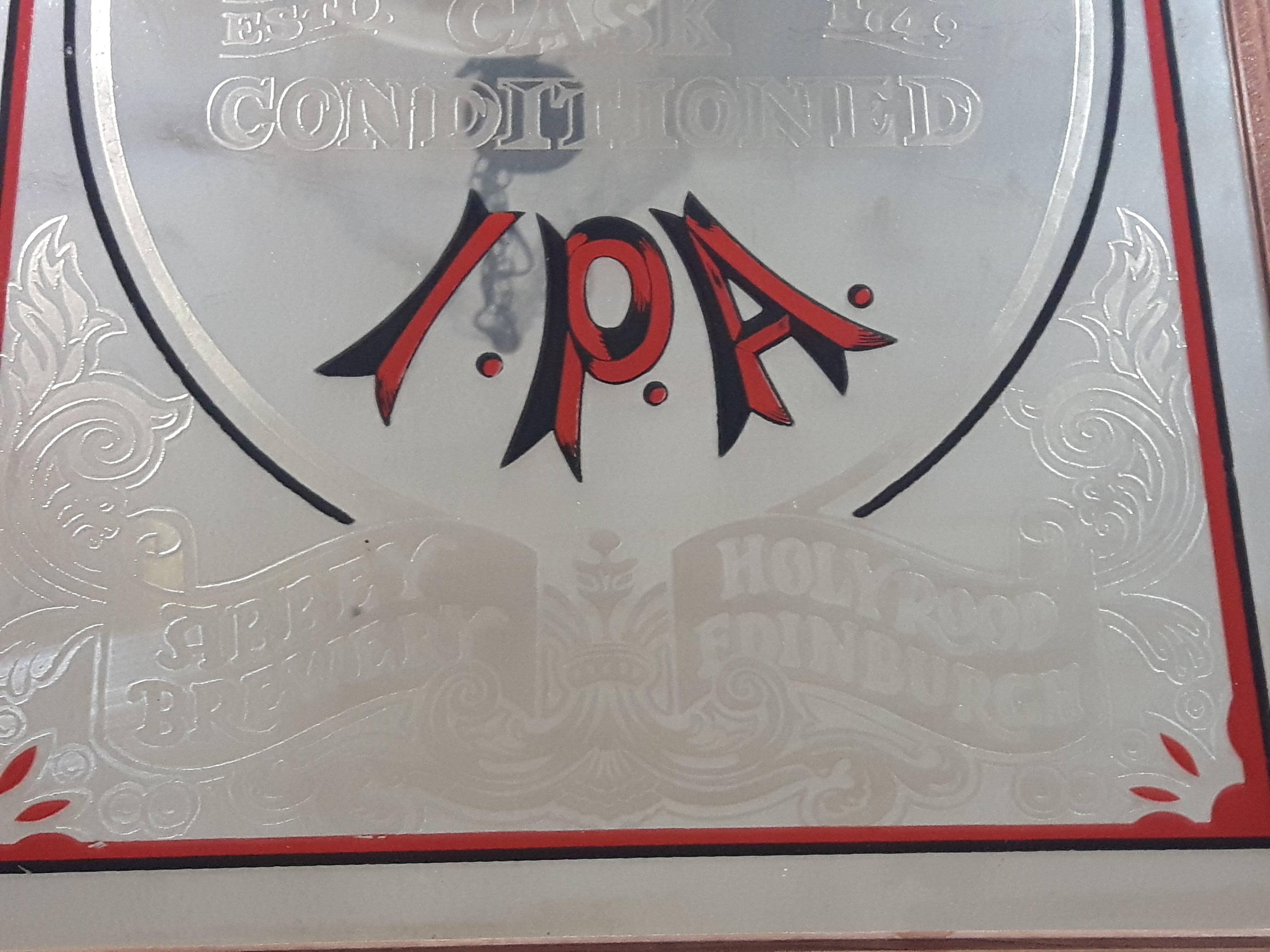 Antique Wm. Younger's Cask Conditioned India Pale Ale Beer Pub Wood Framed Glass Advertising Mirror 13 1/2" x 18 1/2" 3