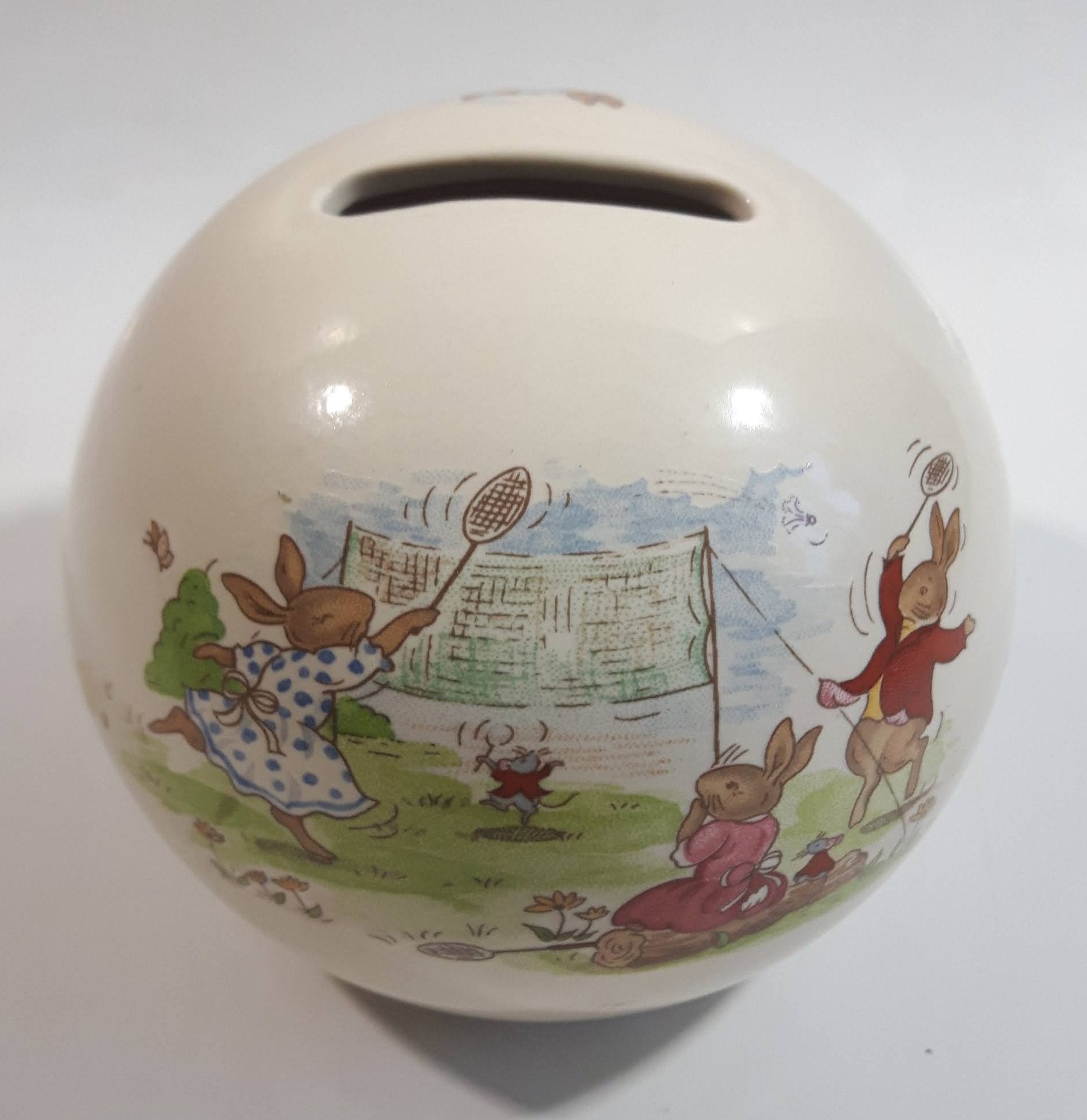 Vintage Royal Doulton Bunnykins Round Ceramic Coin Bank