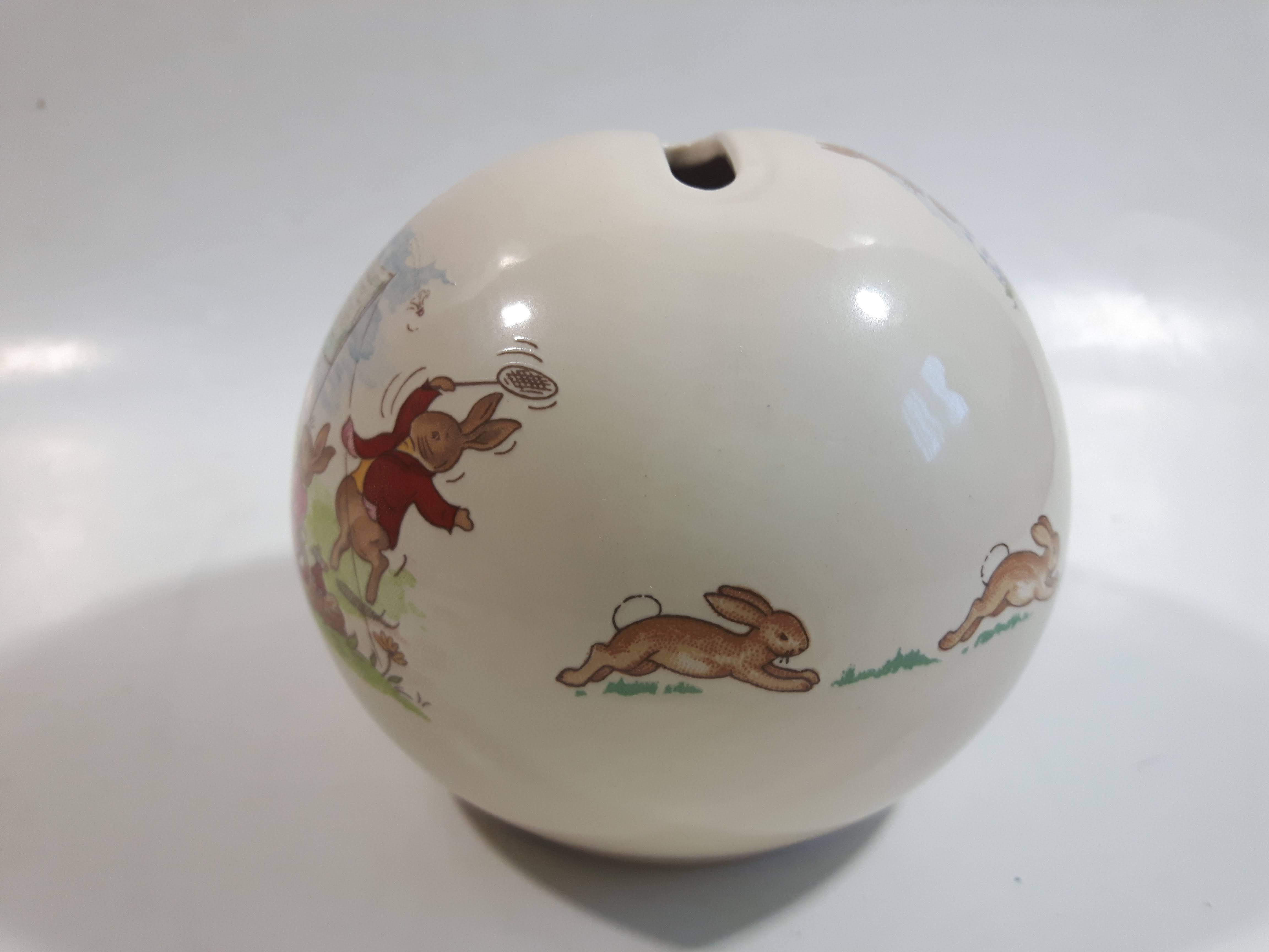 Vintage Royal Doulton Bunnykins Round Ceramic Coin Bank 4