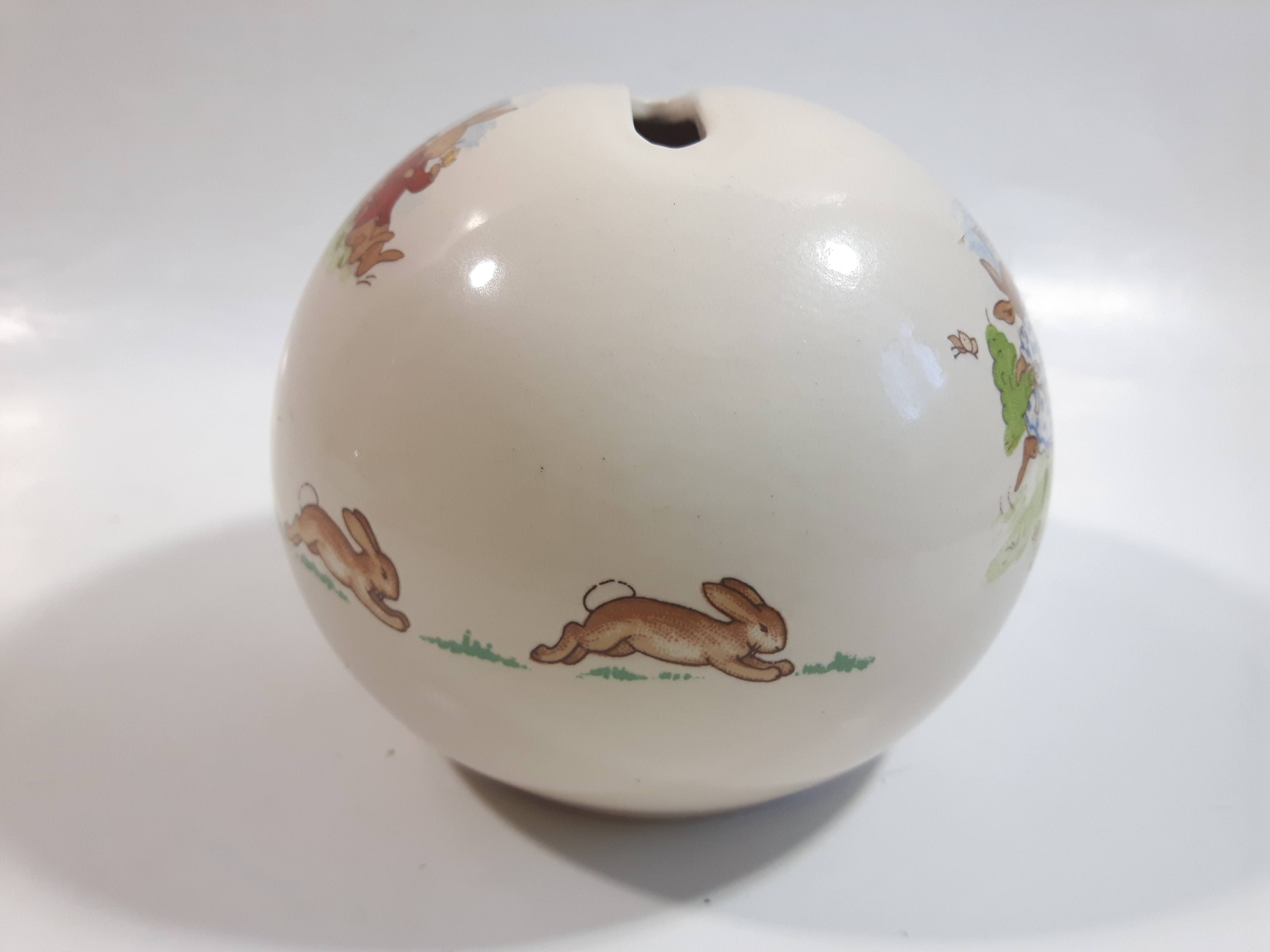 Vintage Royal Doulton Bunnykins Round Ceramic Coin Bank 10