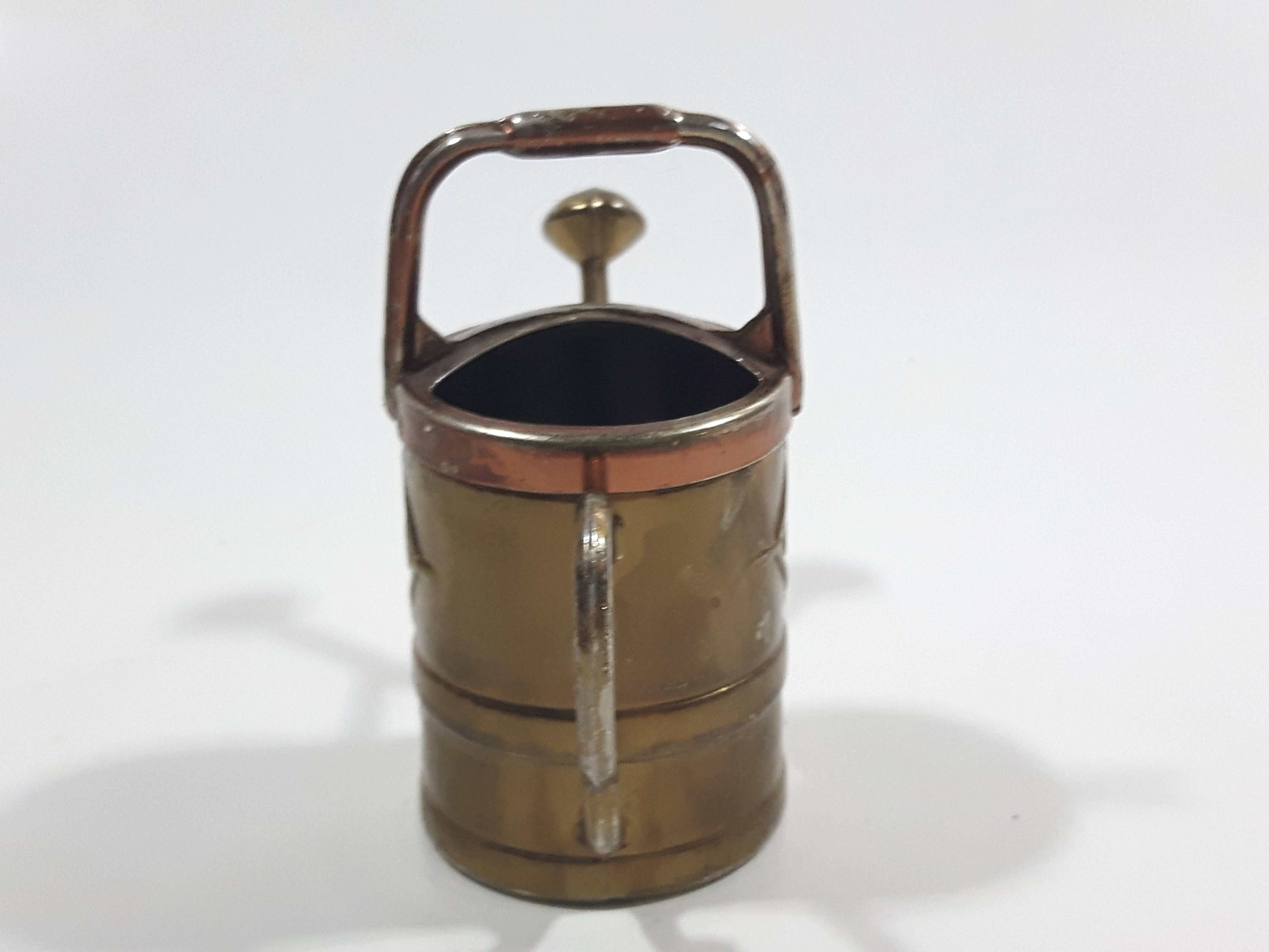 Vintage Heavy Brass Metal Flower Watering Can Doll House Miniature 2 3/8" Tall 8