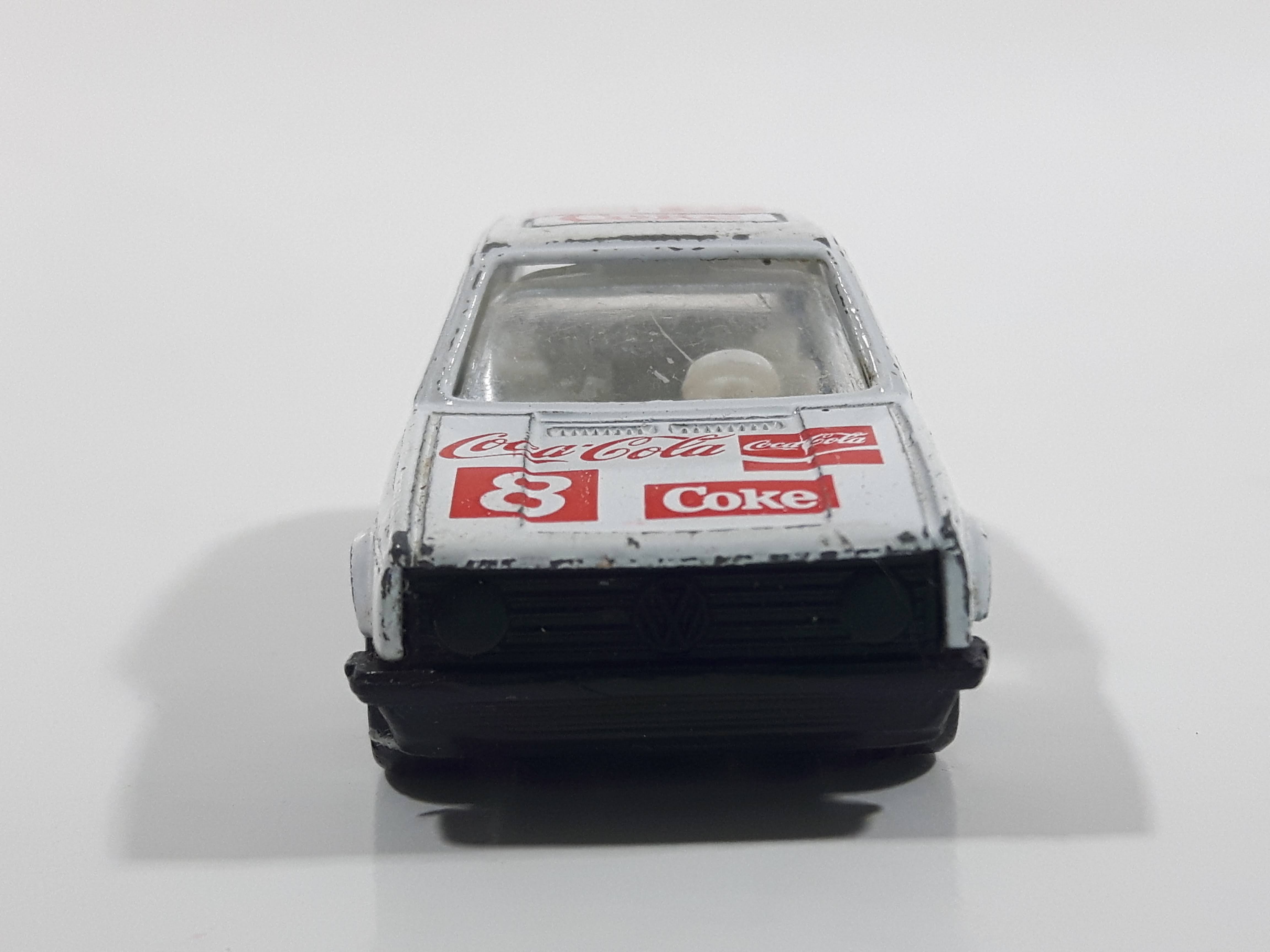 1988 Hartoy Coca Cola Coke Soda Pop VW Volkswagen Golf GTI White Red Die Cast Toy Car Vehicle with Opening Doors - Missing a Door 2