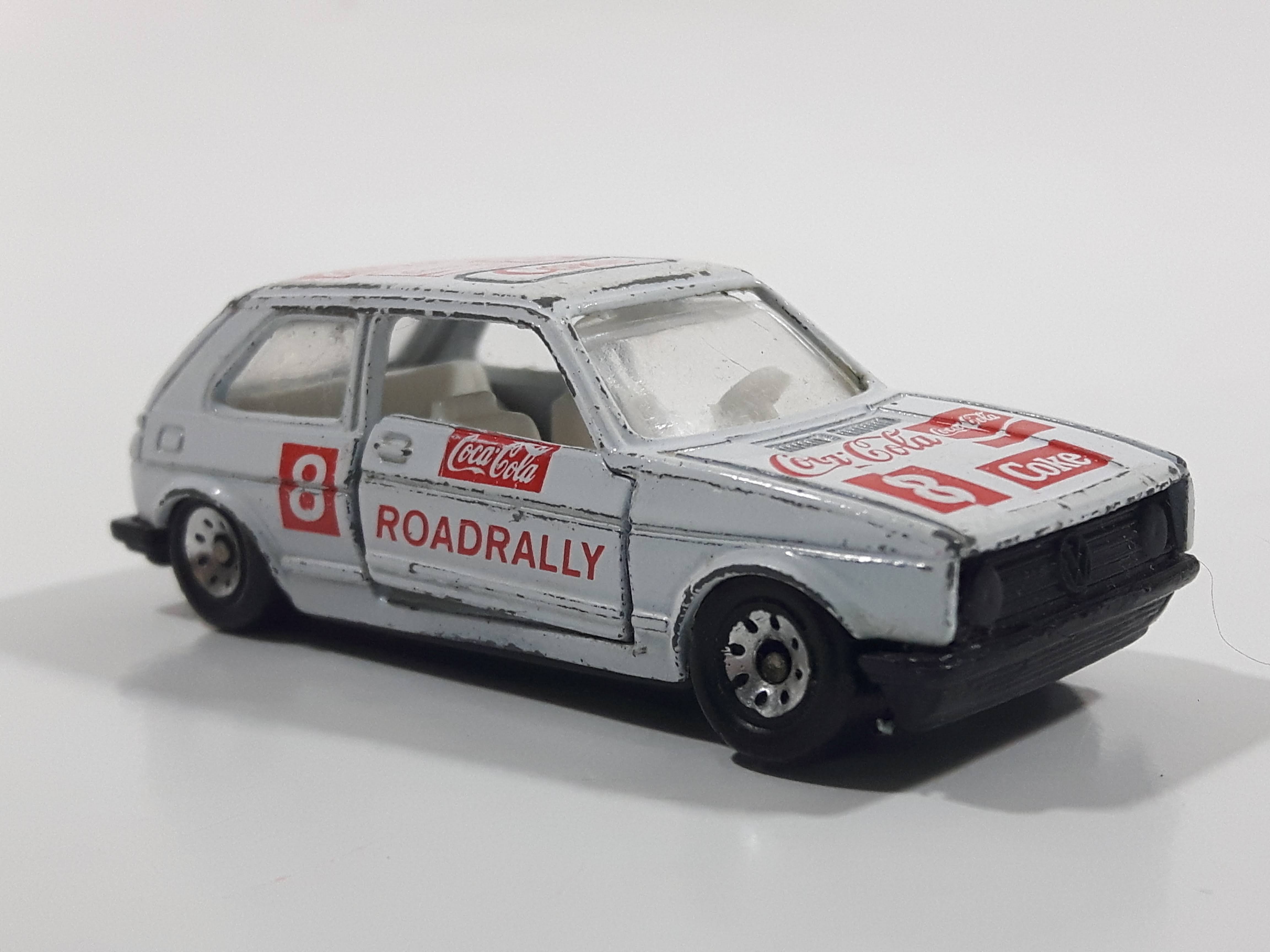 1988 Hartoy Coca Cola Coke Soda Pop VW Volkswagen Golf GTI White Red Die Cast Toy Car Vehicle with Opening Doors - Missing a Door 3