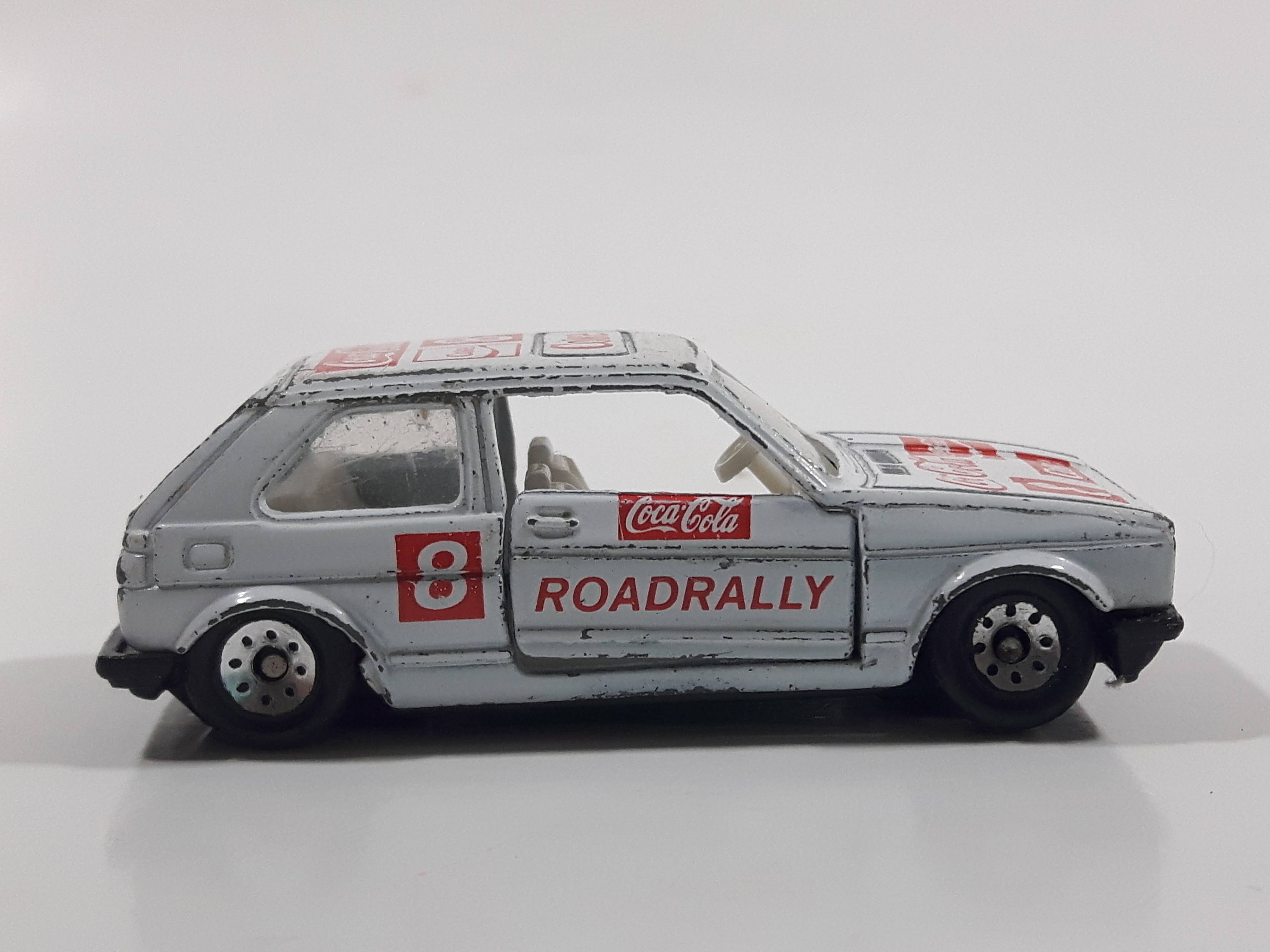 1988 Hartoy Coca Cola Coke Soda Pop VW Volkswagen Golf GTI White Red Die Cast Toy Car Vehicle with Opening Doors - Missing a Door 4