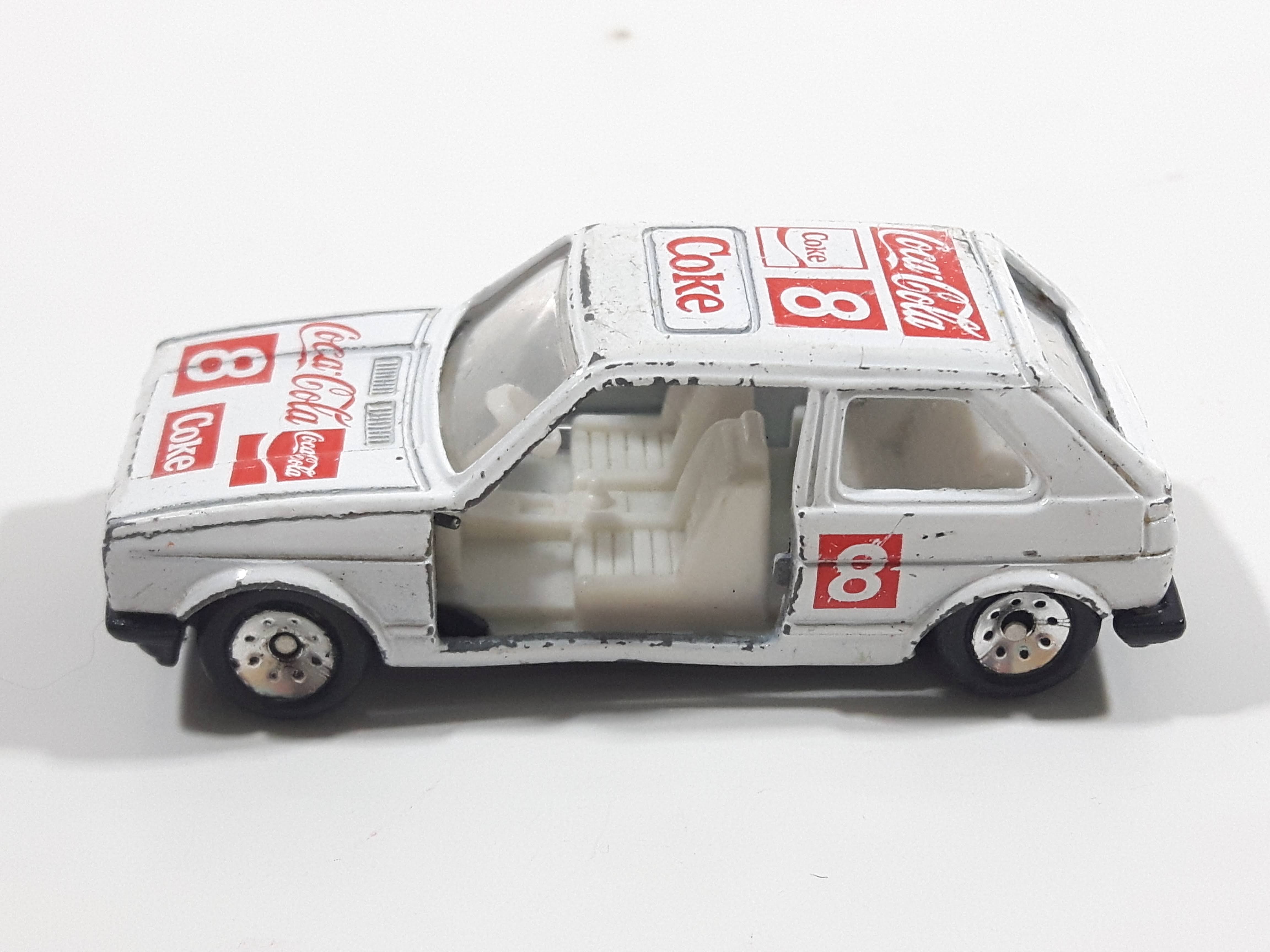1988 Hartoy Coca Cola Coke Soda Pop VW Volkswagen Golf GTI White Red Die Cast Toy Car Vehicle with Opening Doors - Missing a Door 12