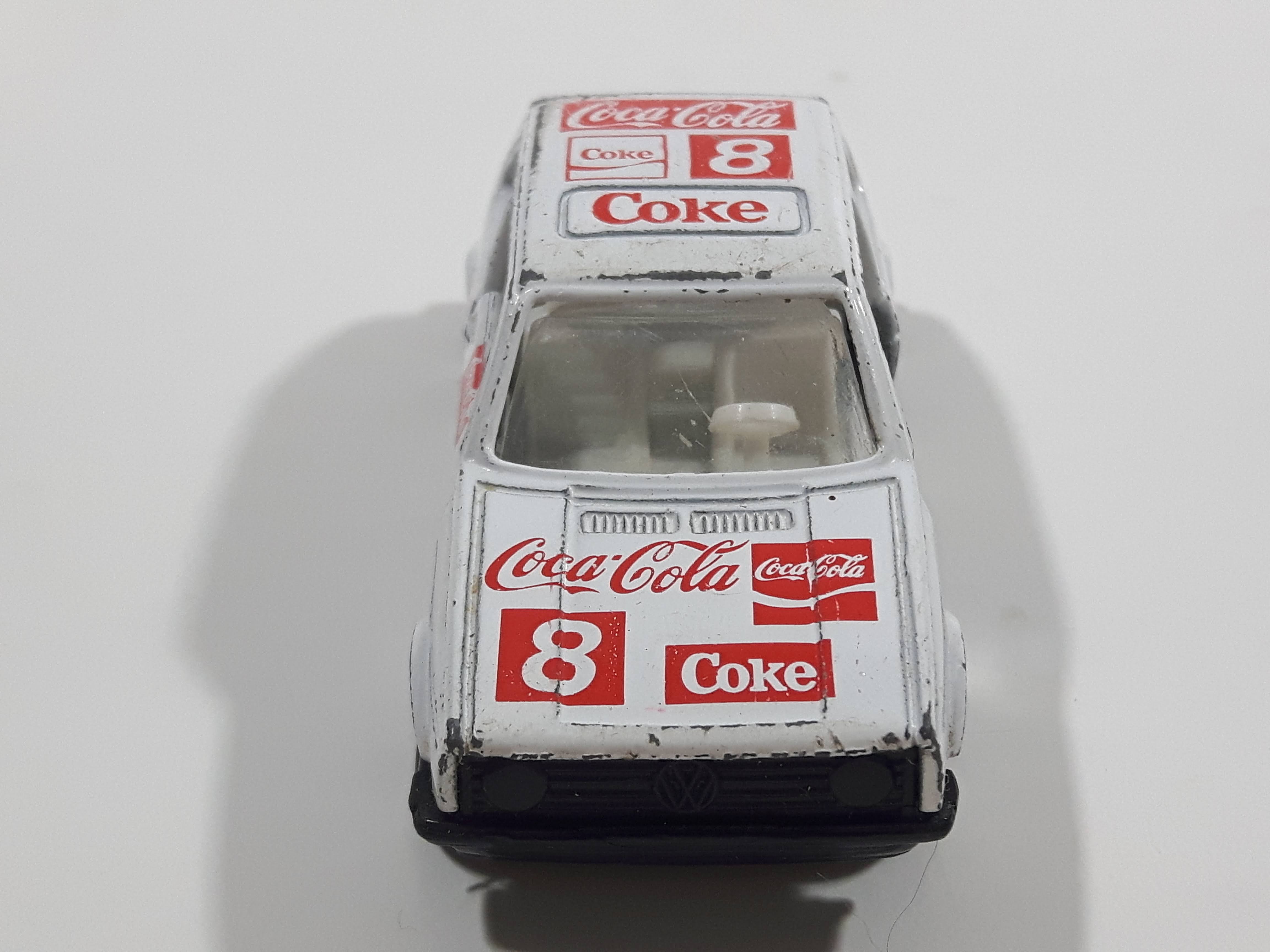 1988 Hartoy Coca Cola Coke Soda Pop VW Volkswagen Golf GTI White Red Die Cast Toy Car Vehicle with Opening Doors - Missing a Door 14