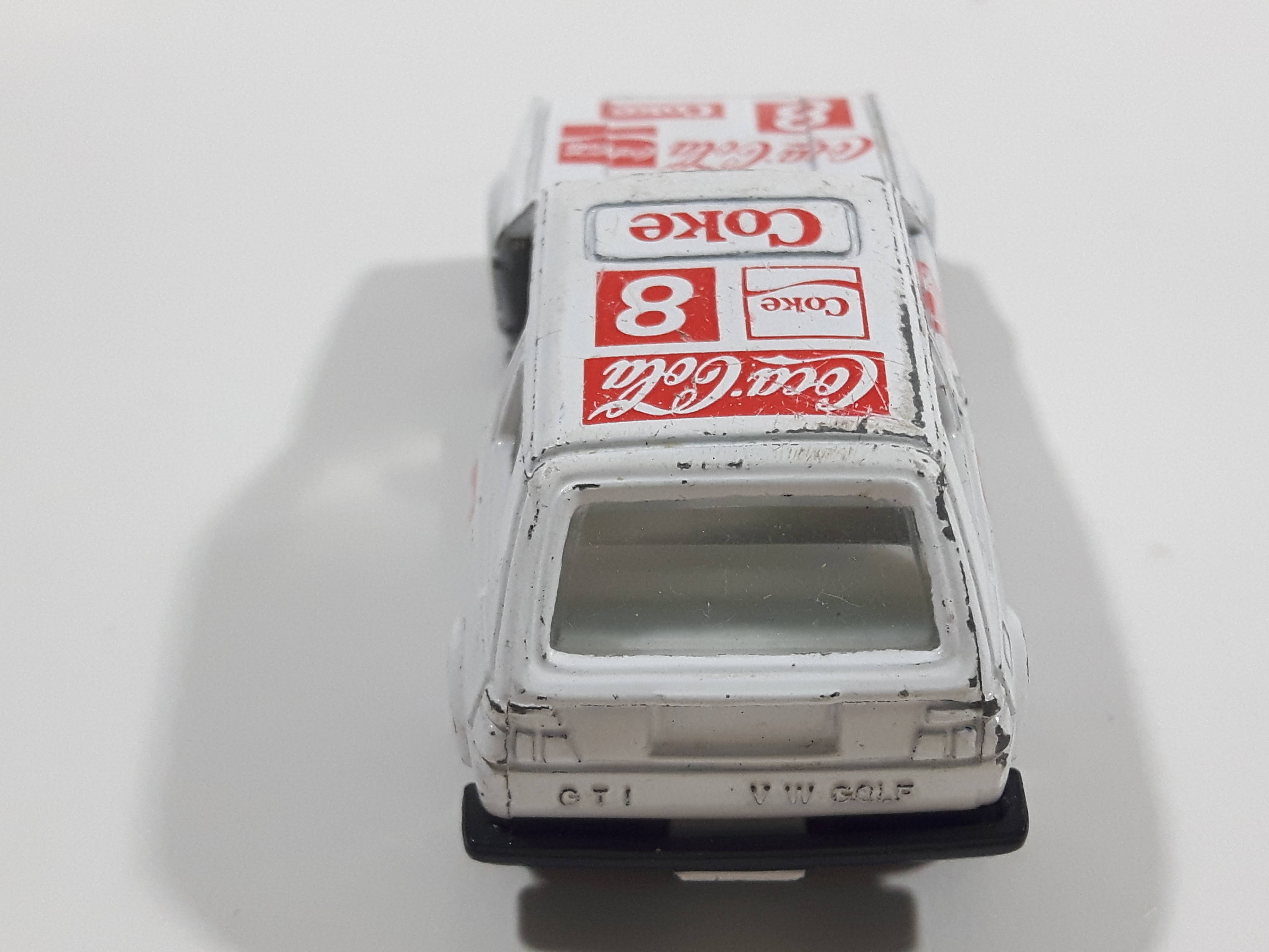 1988 Hartoy Coca Cola Coke Soda Pop VW Volkswagen Golf GTI White Red Die Cast Toy Car Vehicle with Opening Doors - Missing a Door 15
