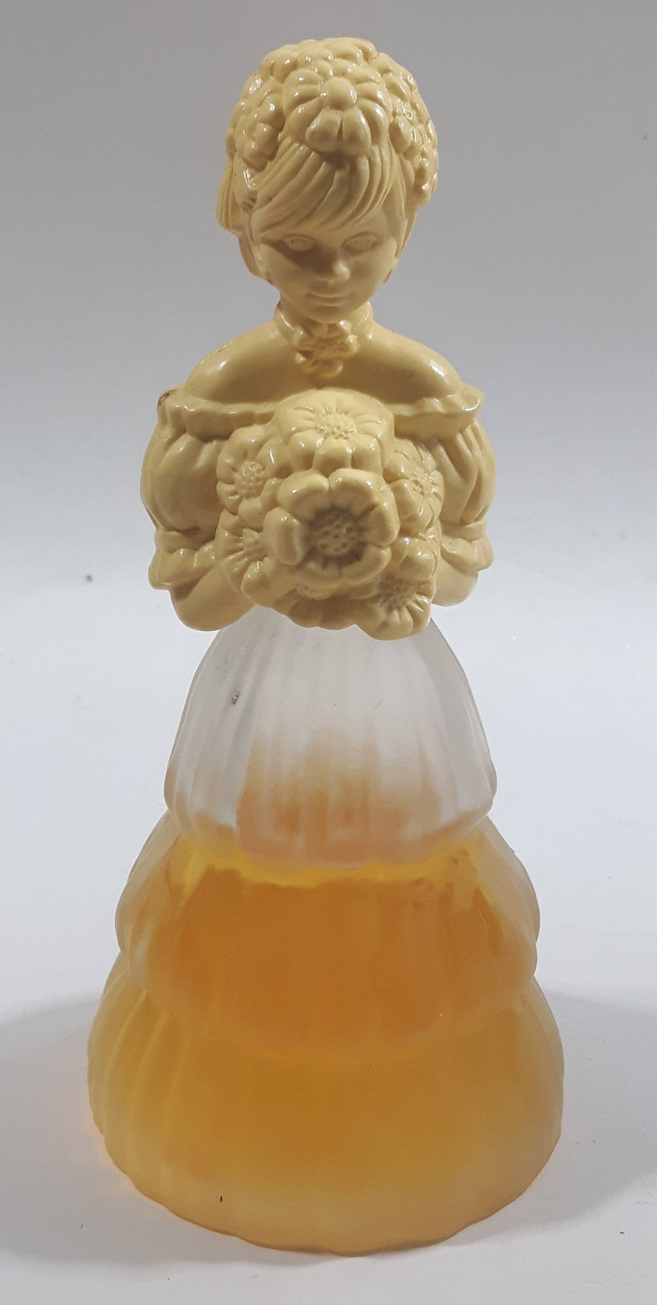 Vintage Avon Woman in Dress Holding Flowers Glass Perfume Bottle