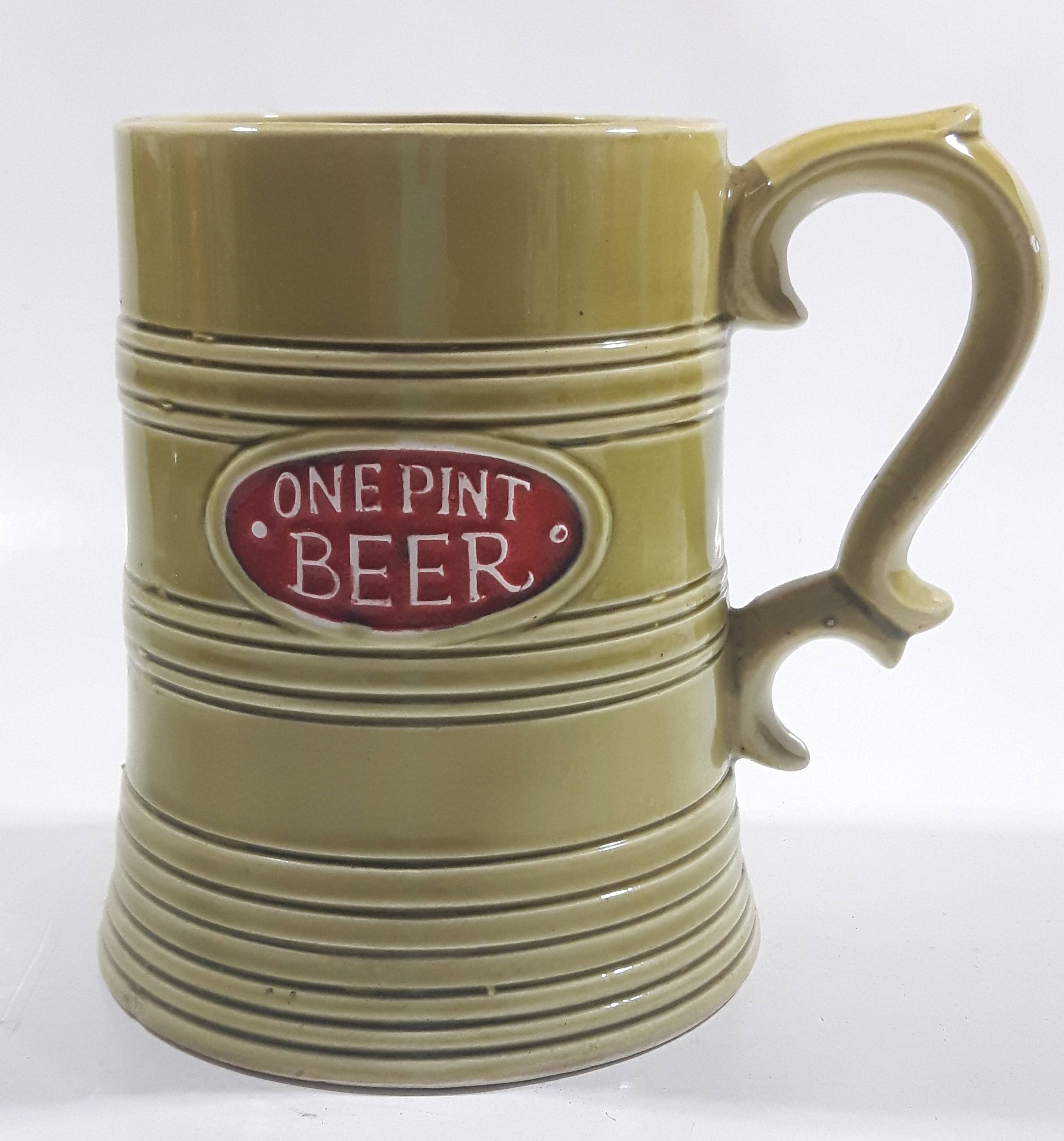 Vintage One Pint Beer Green Ceramic Beer Stein Made in Japan 2