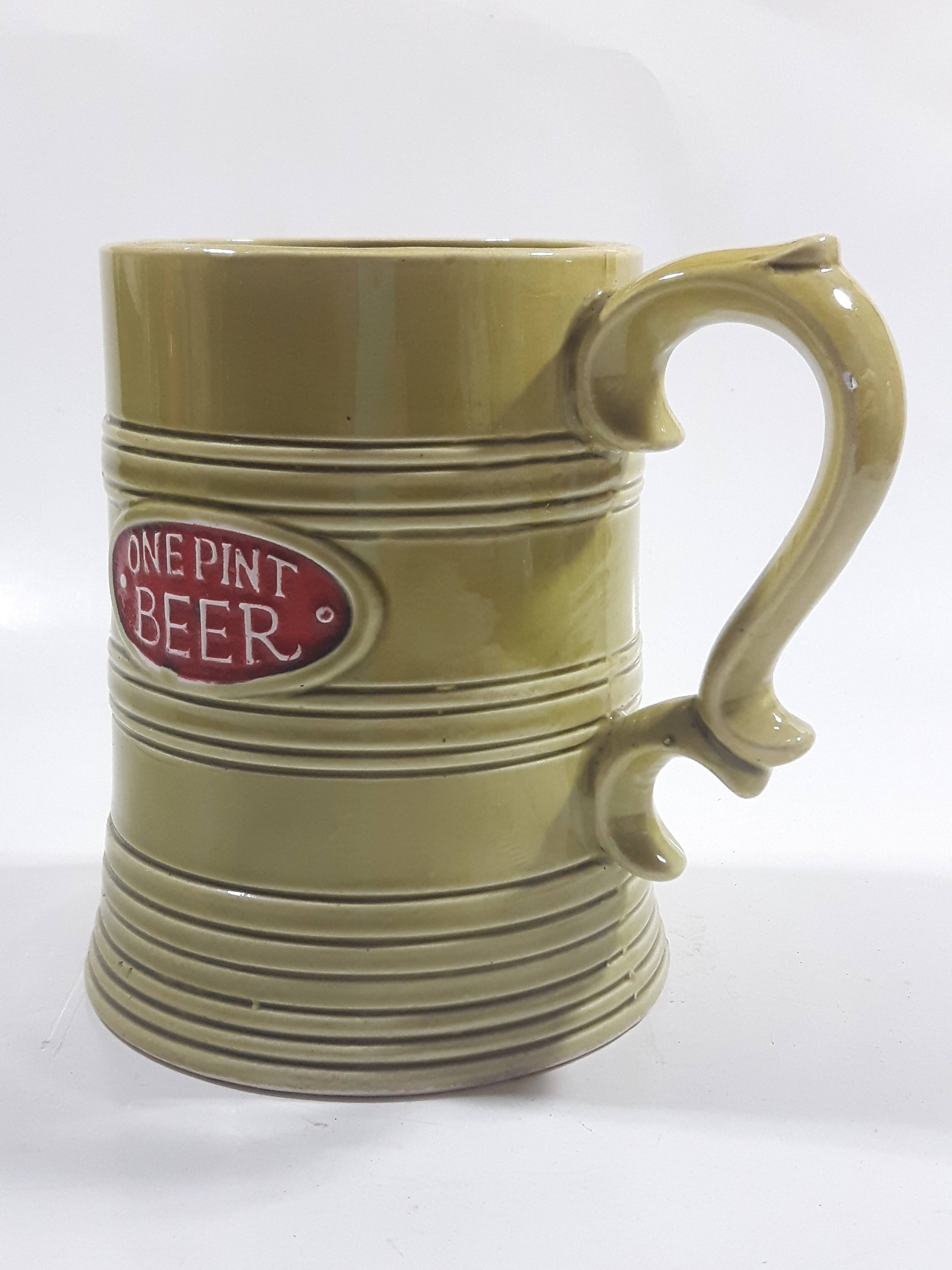 Vintage One Pint Beer Green Ceramic Beer Stein Made in Japan 3