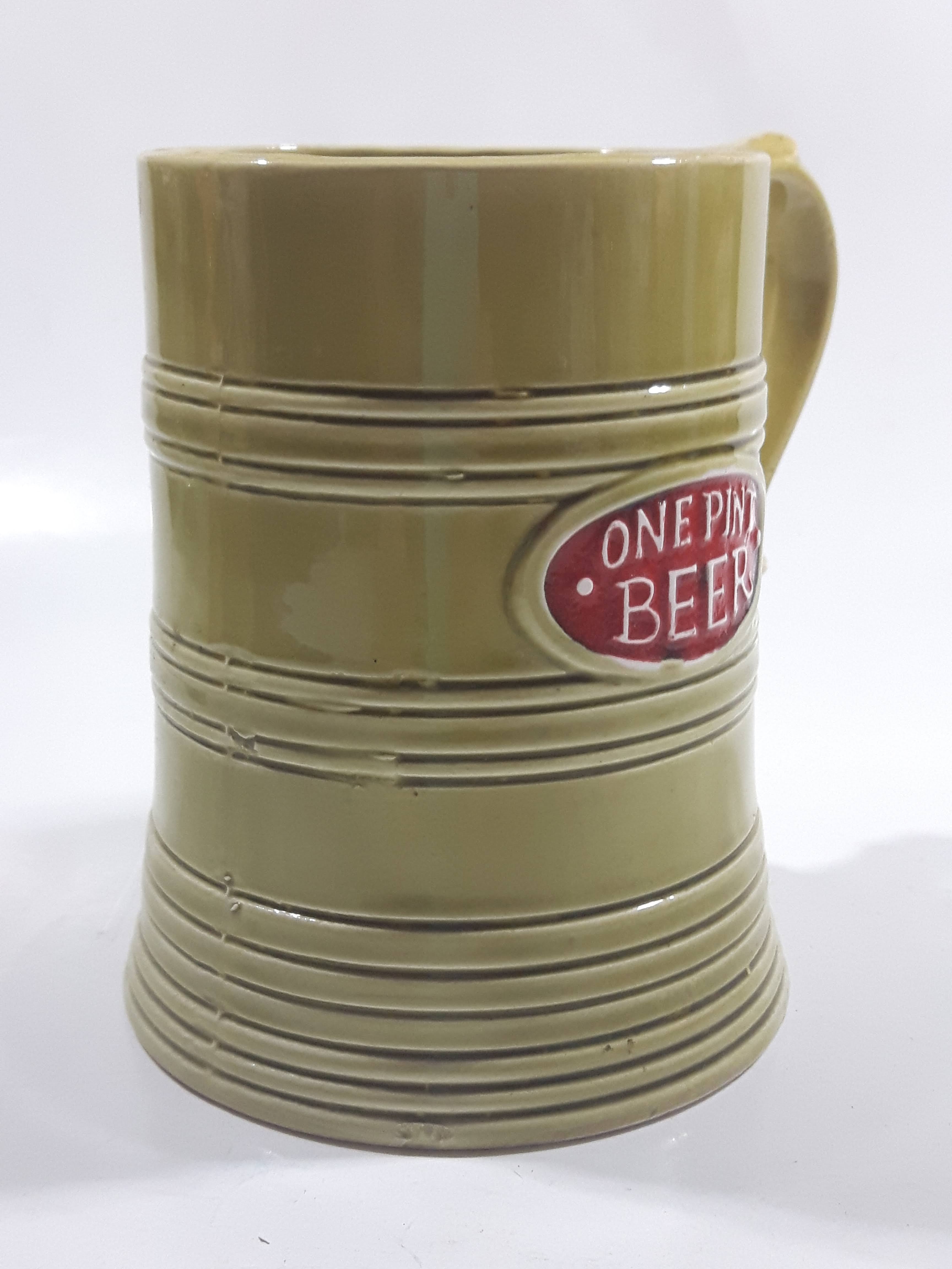 Vintage One Pint Beer Green Ceramic Beer Stein Made in Japan 9