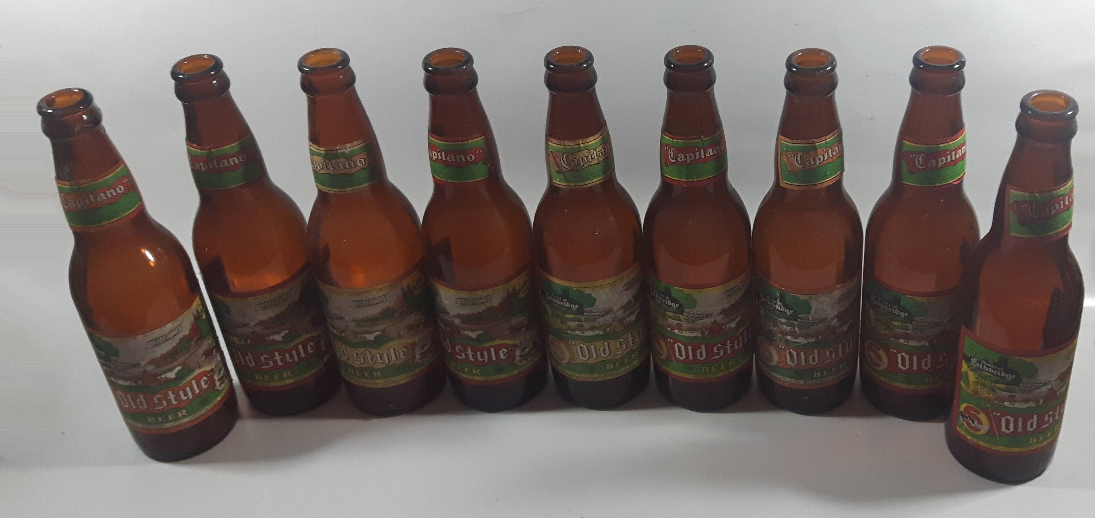 Vintage Set of 9 Capilano Brewery Vancouver Old Style Beer Amber Brown Glass Bottles 5